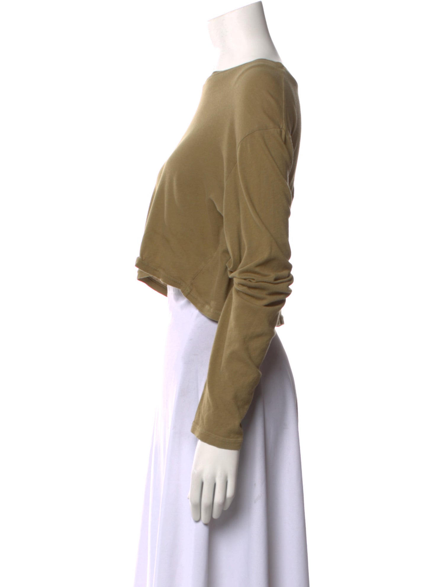 SPRWMN Bateau Neckline Long Sleeve Crop Top