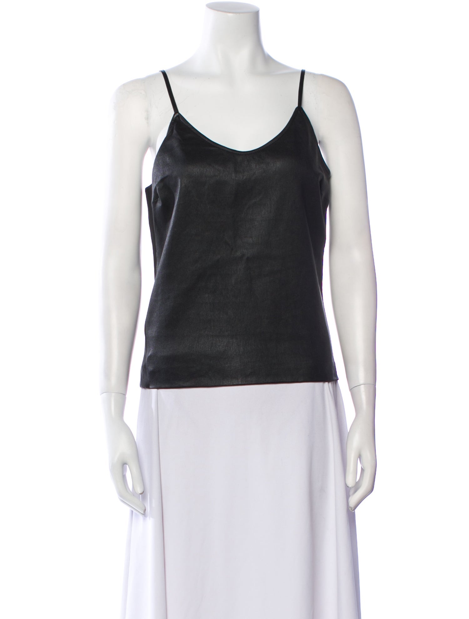 SPRWMN Leather Scoop Neck Top