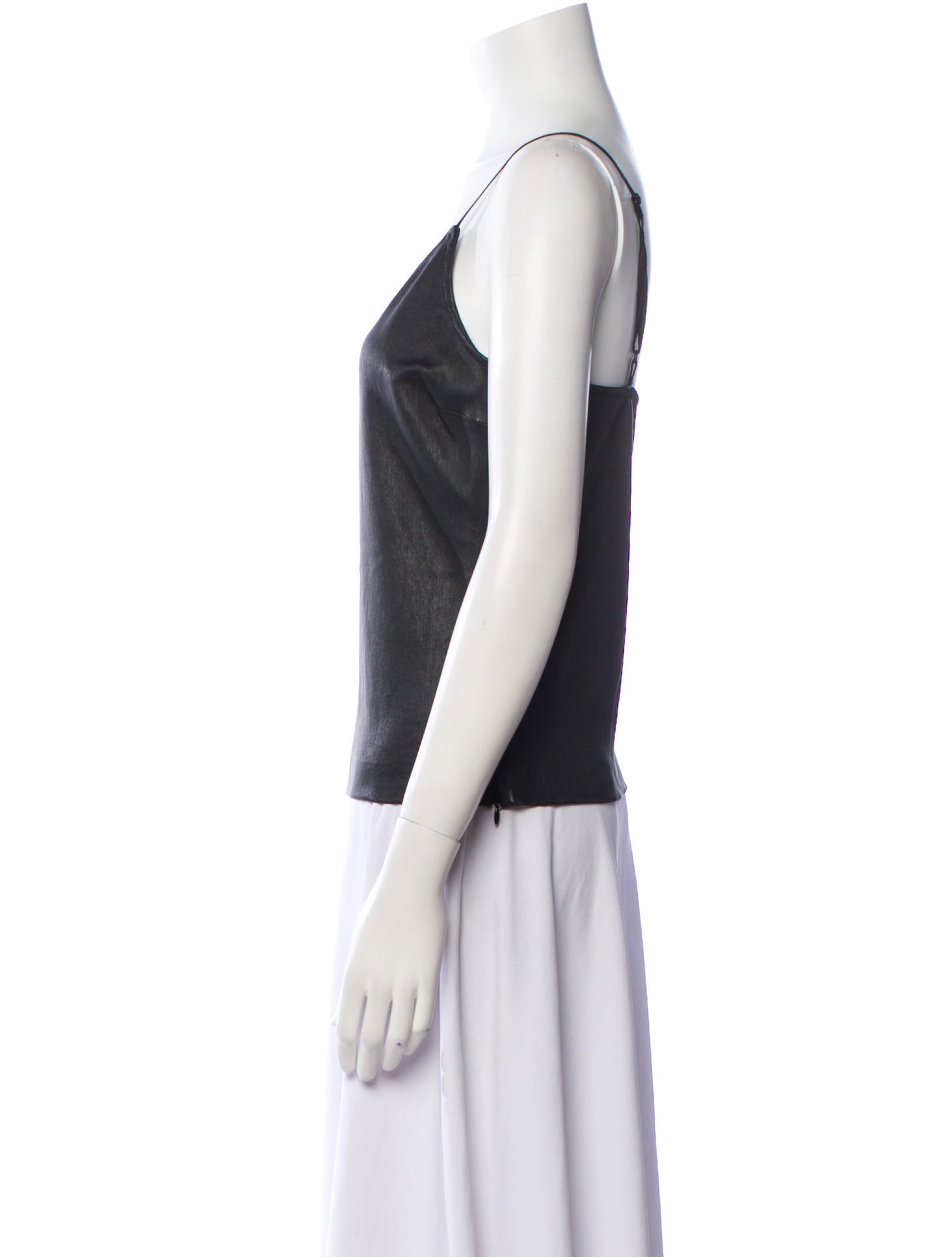 SPRWMN Leather Scoop Neck Top