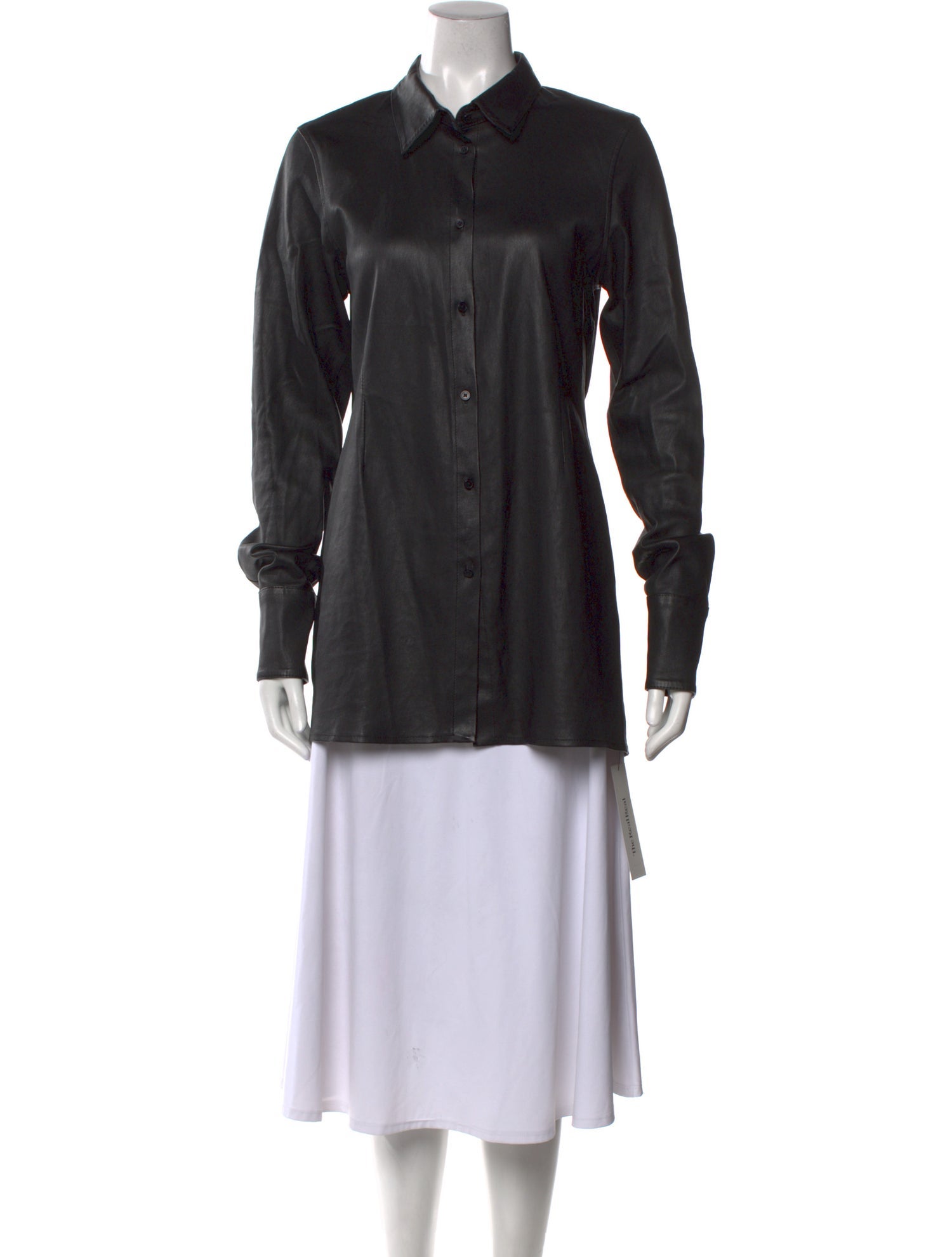 SPRWMN Leather Long Sleeve Button-Up Top