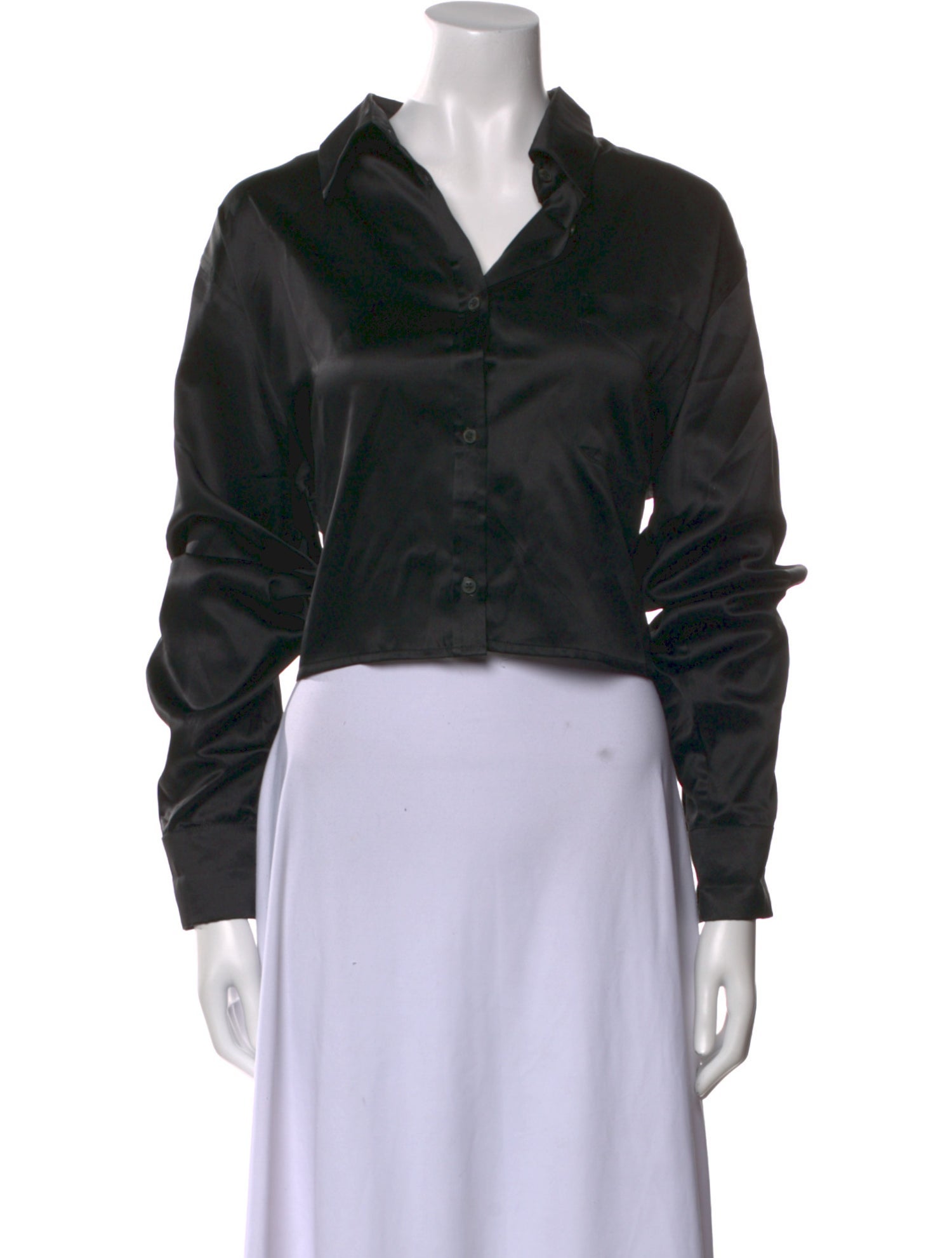 SPRWMN Silk Long Sleeve Crop Top