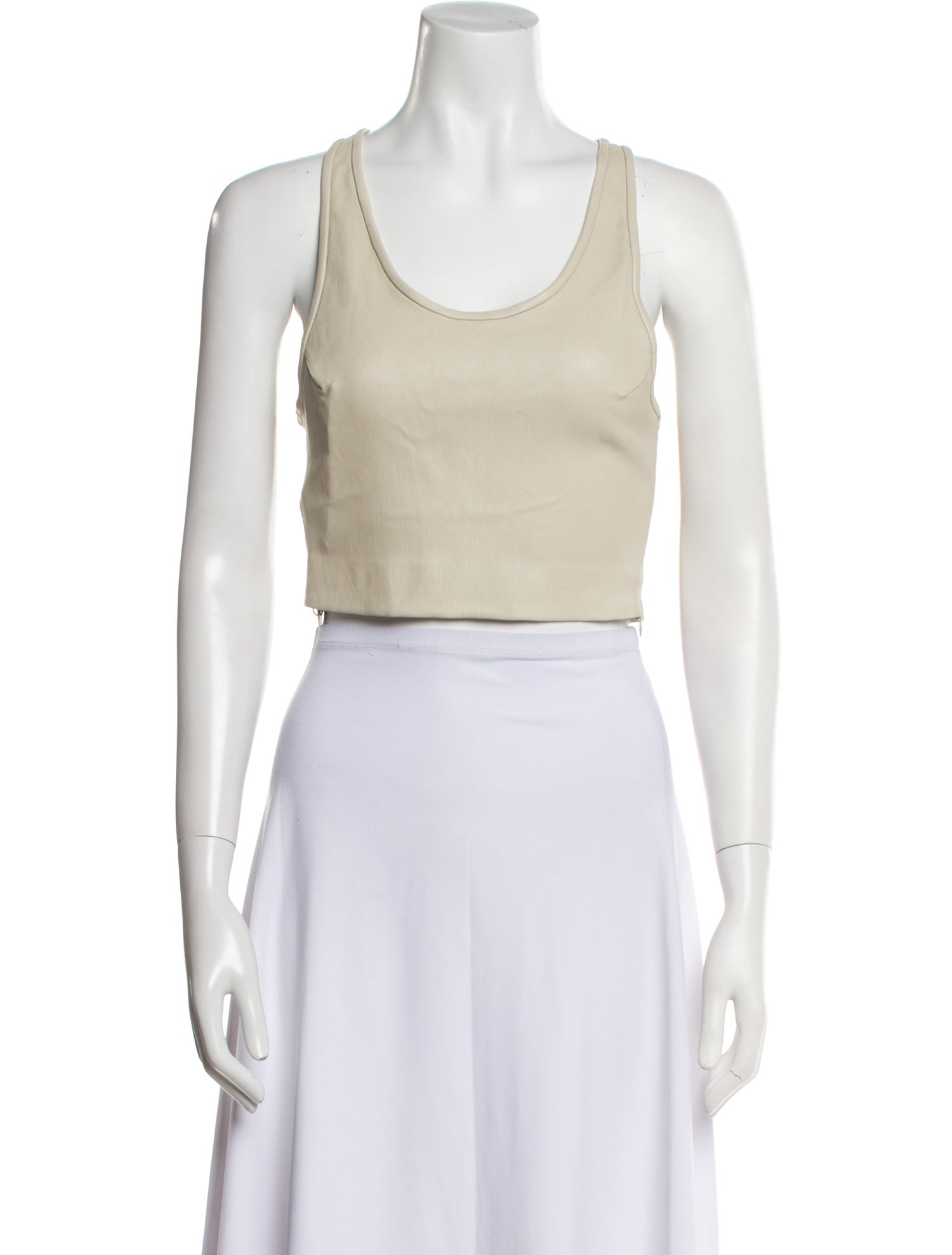 SPRWMN Leather Scoop Neck Crop Top