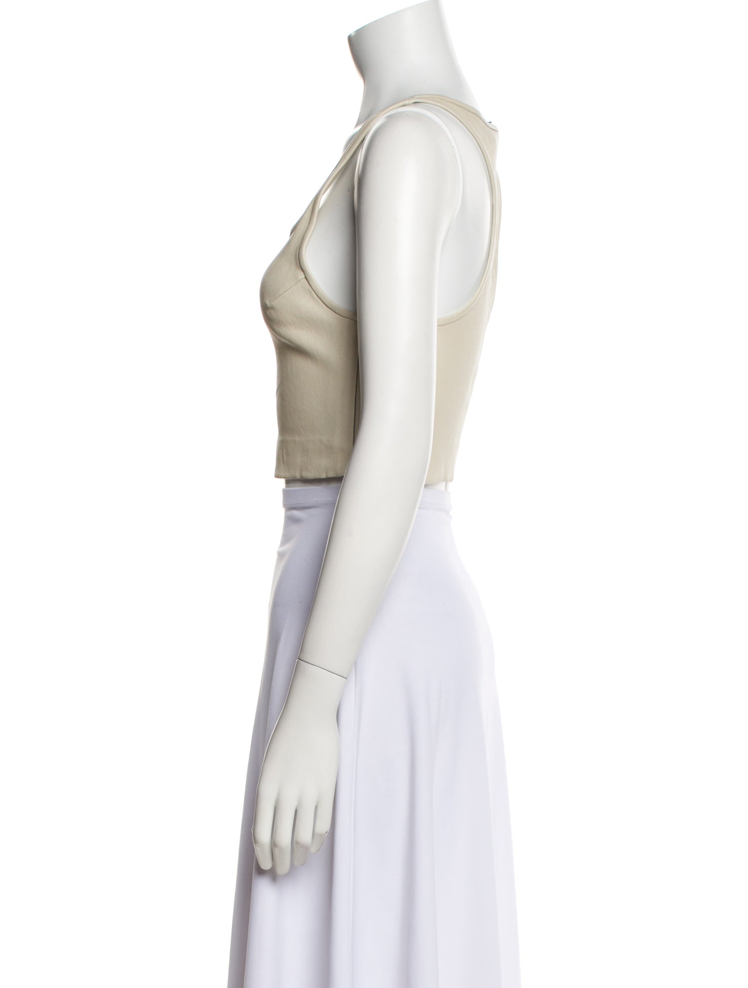 SPRWMN Leather Scoop Neck Crop Top