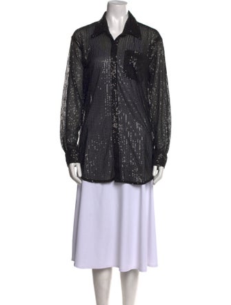 SPRWMN Printed Long Sleeve Button-Up Top