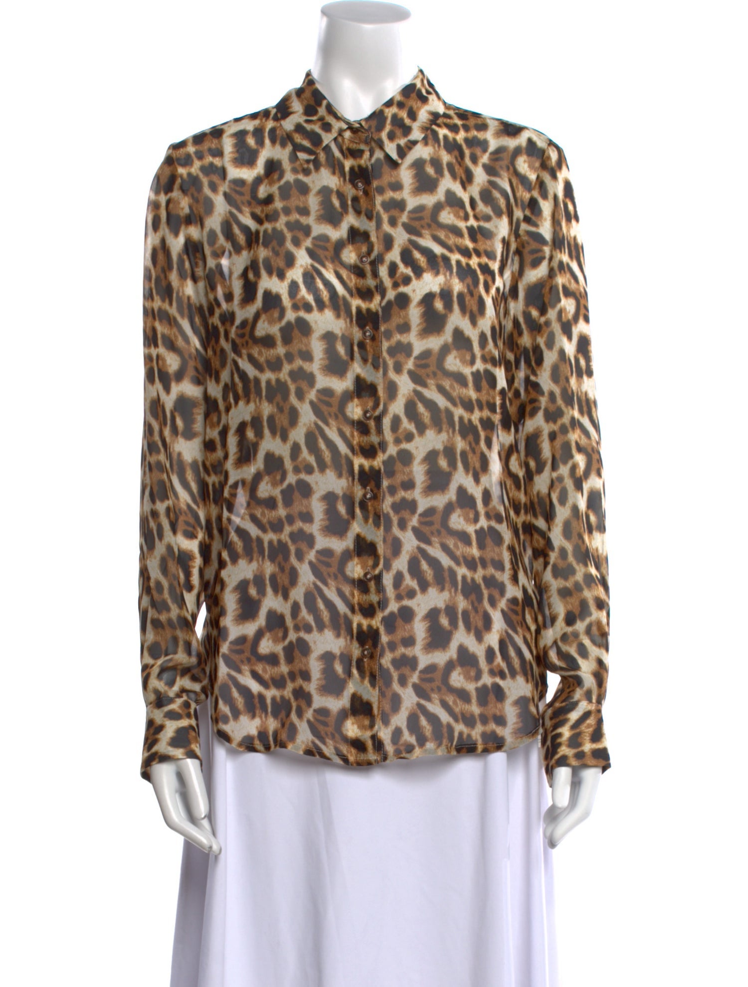 SPRWMN Silk Animal Print Button-Up Top w/ Tags