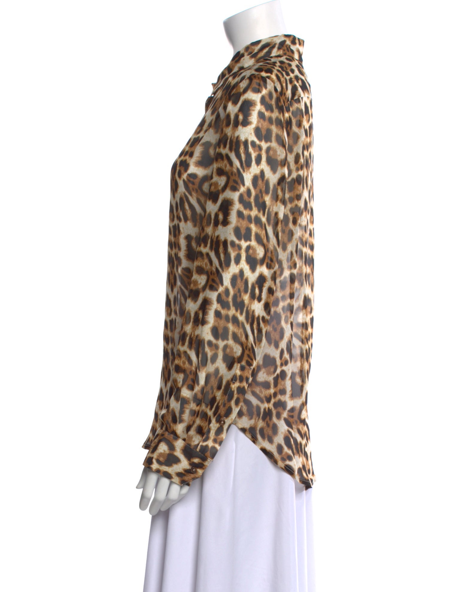 SPRWMN Silk Animal Print Button-Up Top w/ Tags