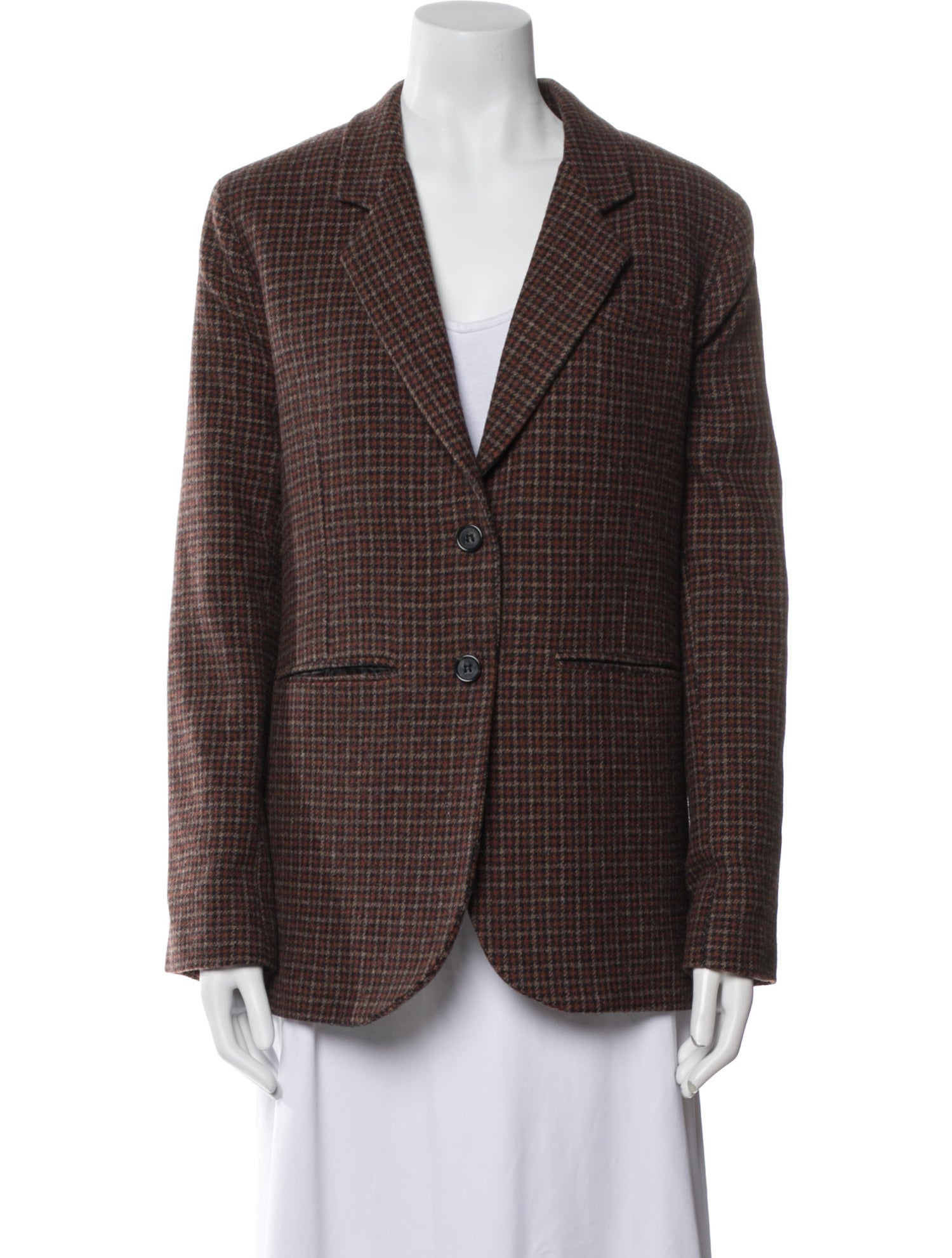 SPRWMN Wool Plaid Print Blazer