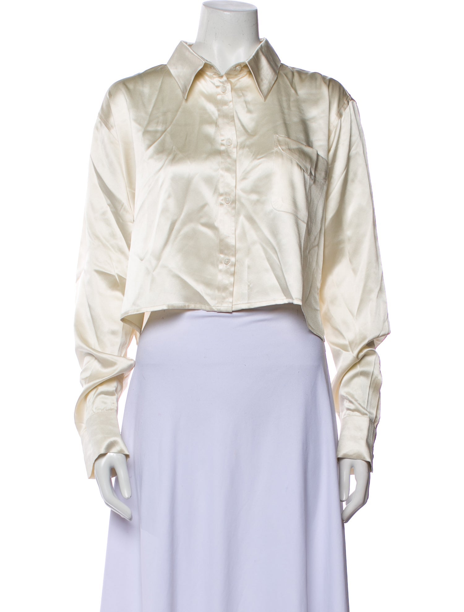 SPRWMN Silk Long Sleeve Crop Top