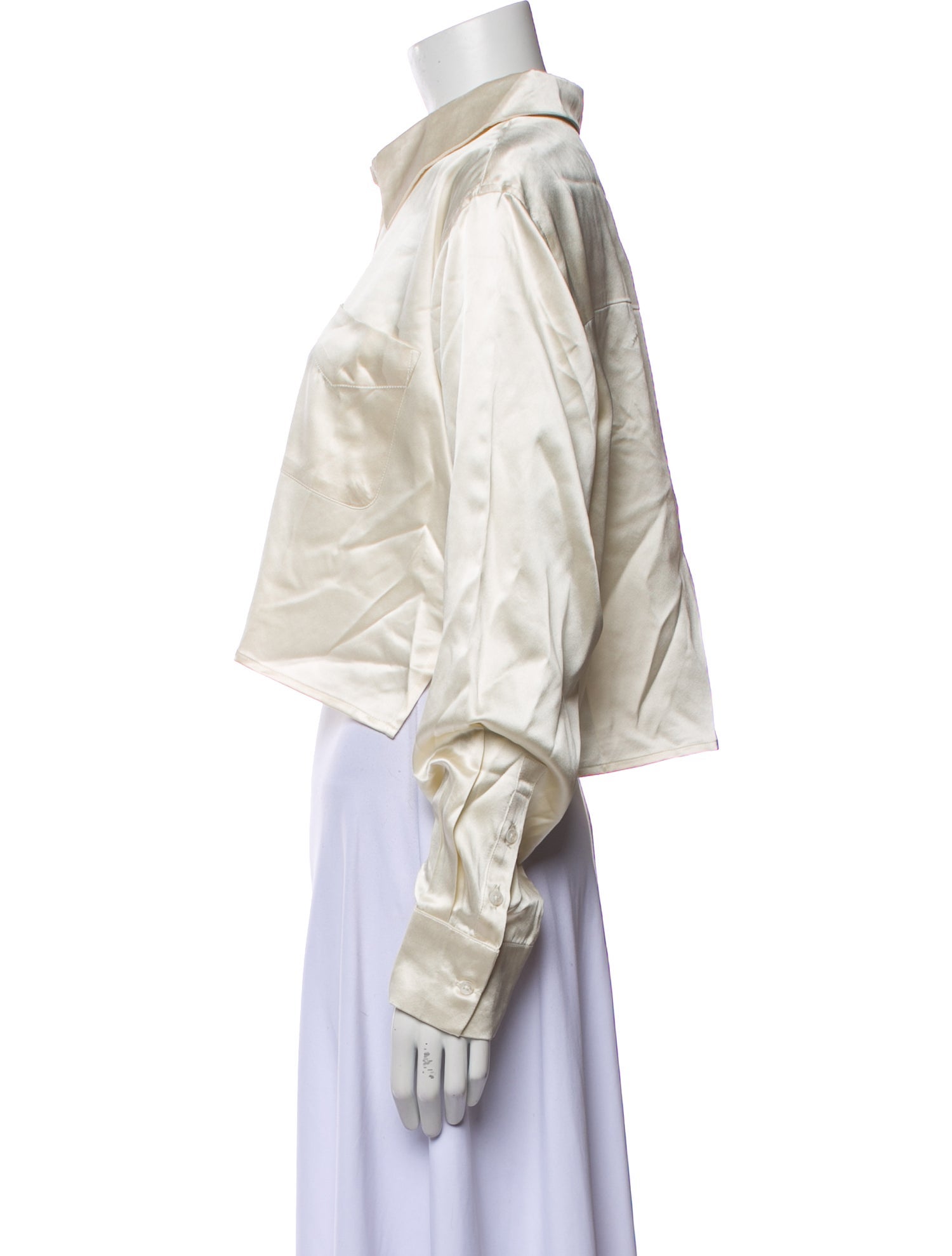 SPRWMN Silk Long Sleeve Crop Top