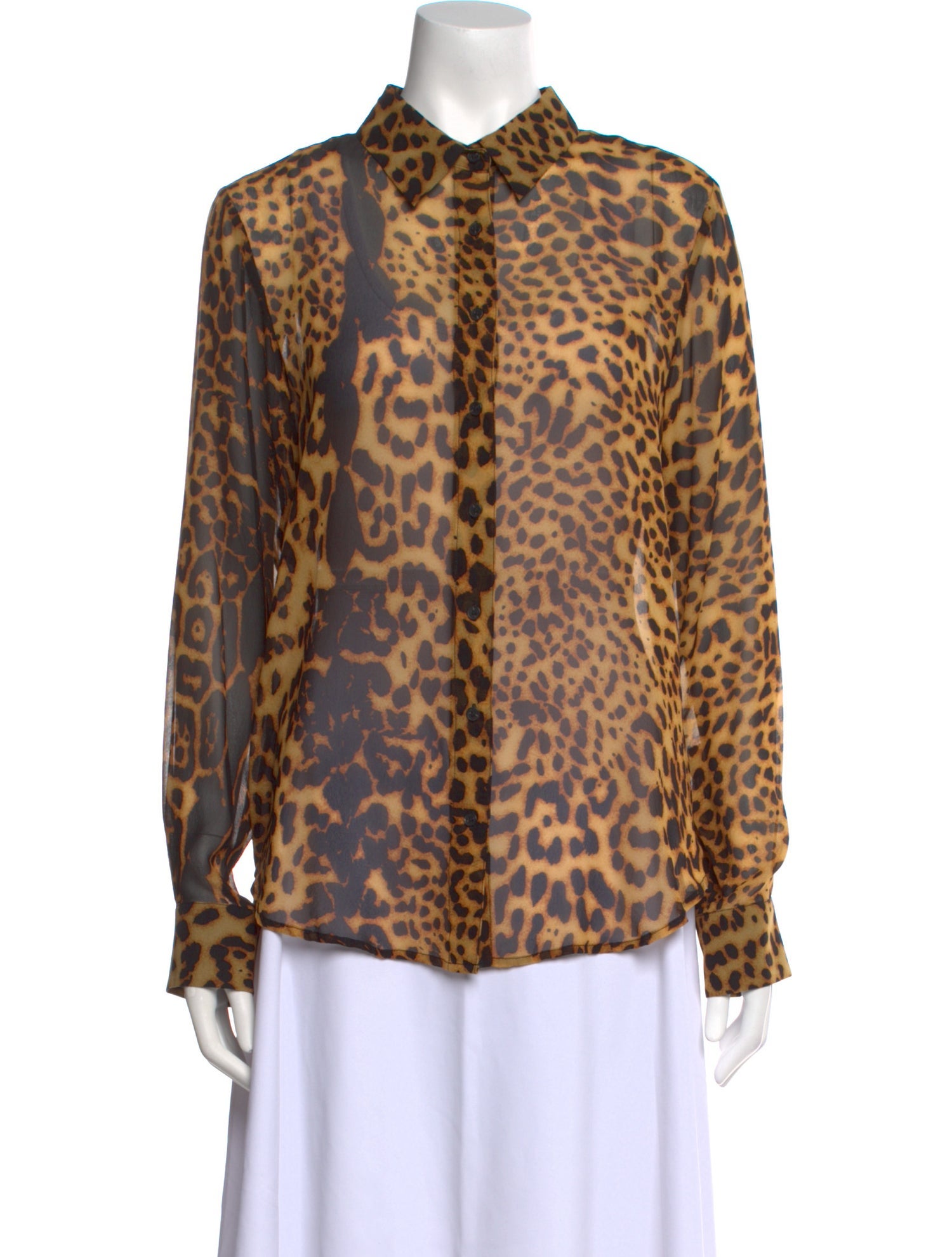 SPRWMN Silk Animal Print Button-Up Top w/ Tags