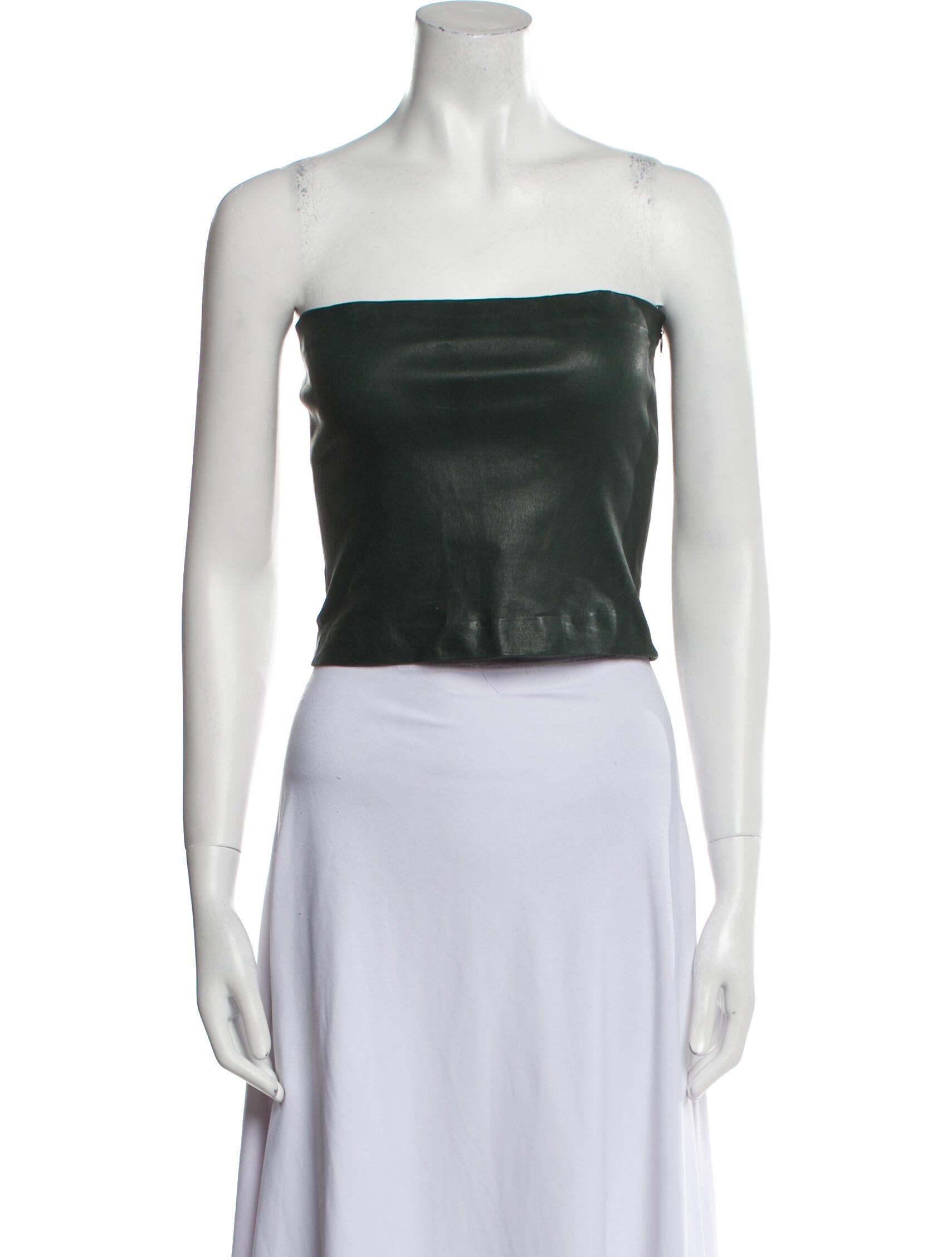 SPRWMN Leather Strapless Crop Top