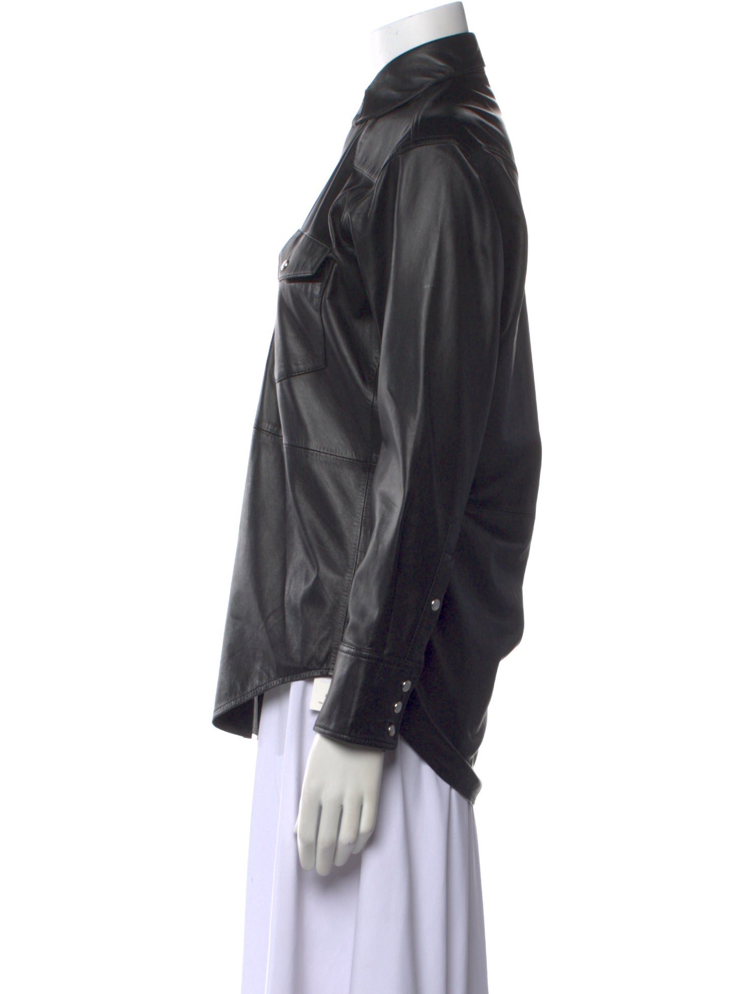 SPRWMN Leather Long Sleeve Button-Up Top