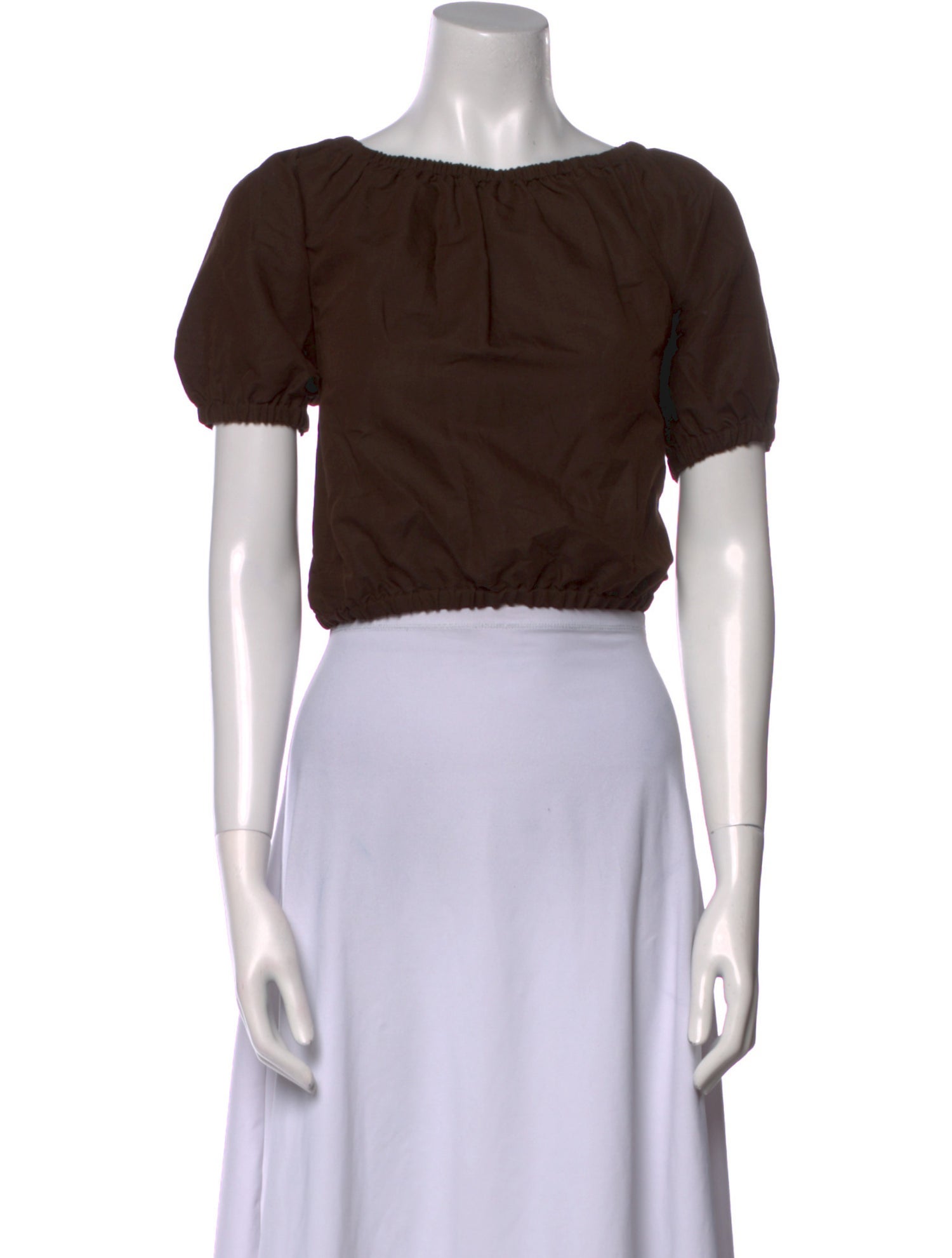 SPRWMN Linen Bateau Neckline Crop Top