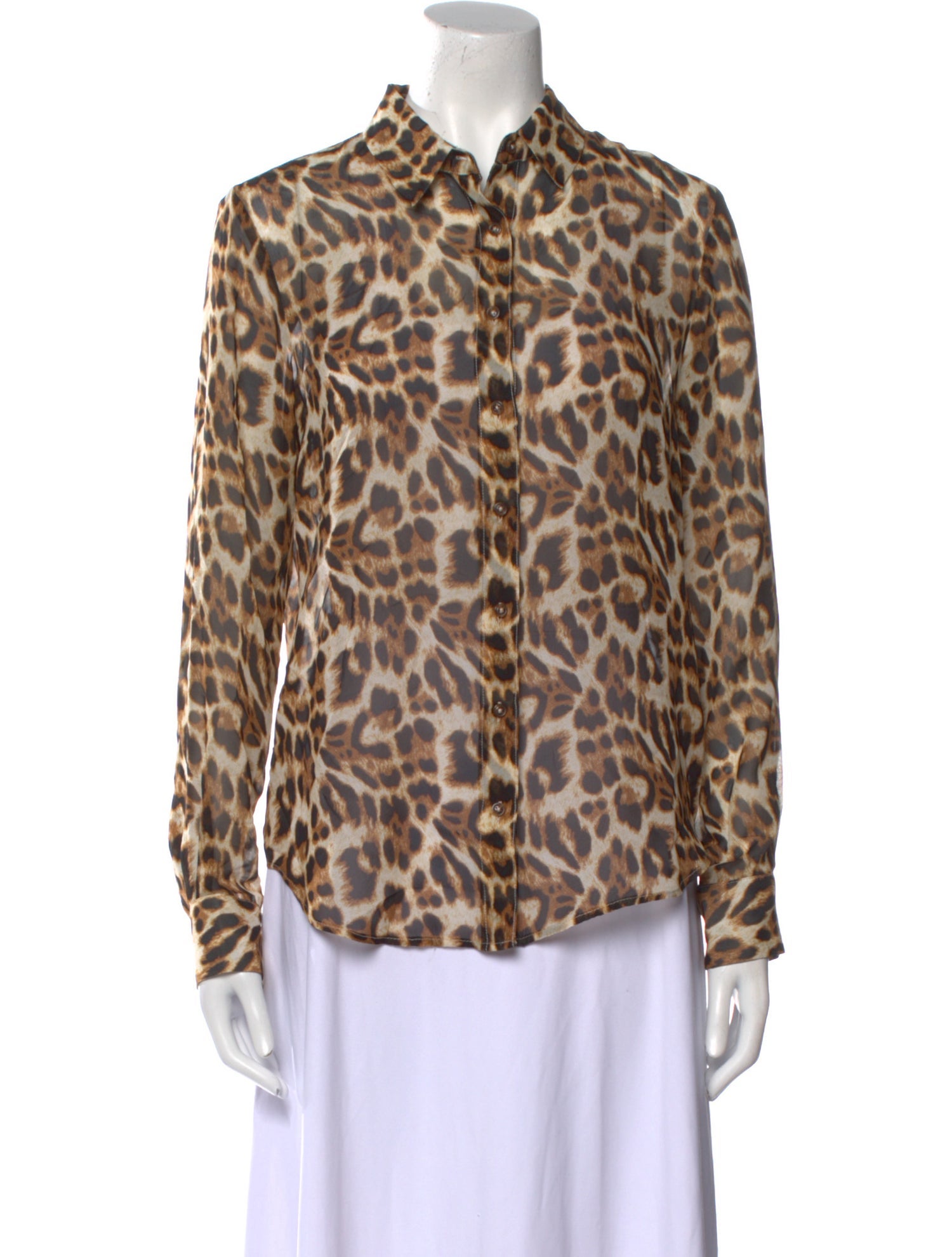 SPRWMN Silk Animal Print Button-Up Top