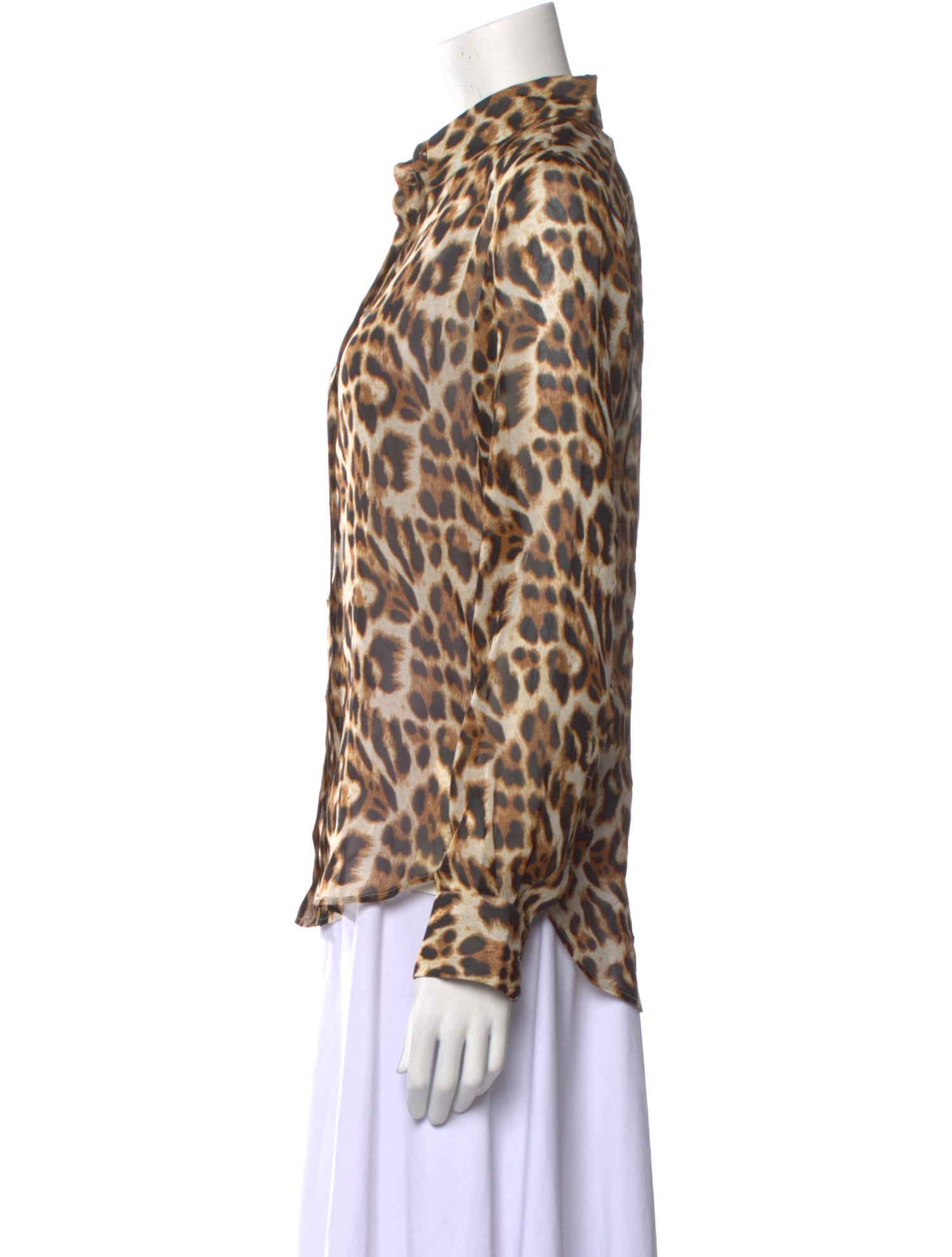 SPRWMN Silk Animal Print Button-Up Top