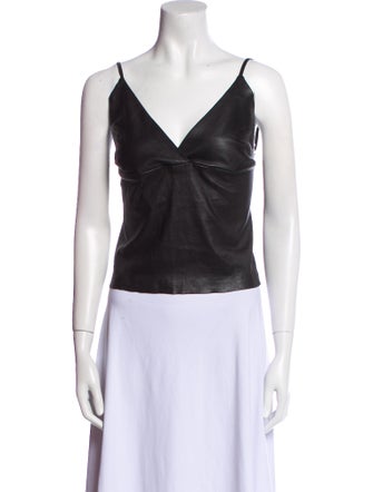 SPRWMN Leather V-Neck Top