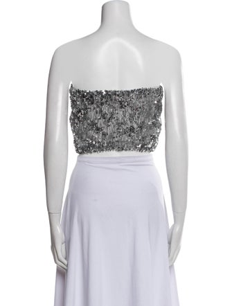 SPRWMN Floral Print Strapless Crop Top