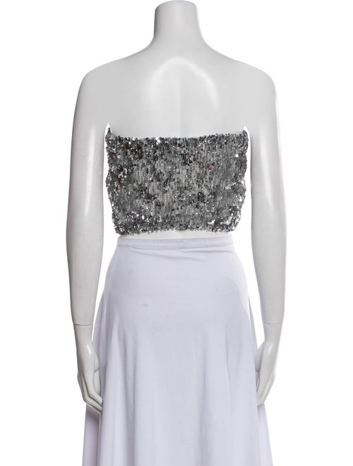 SPRWMN Floral Print Strapless Crop Top