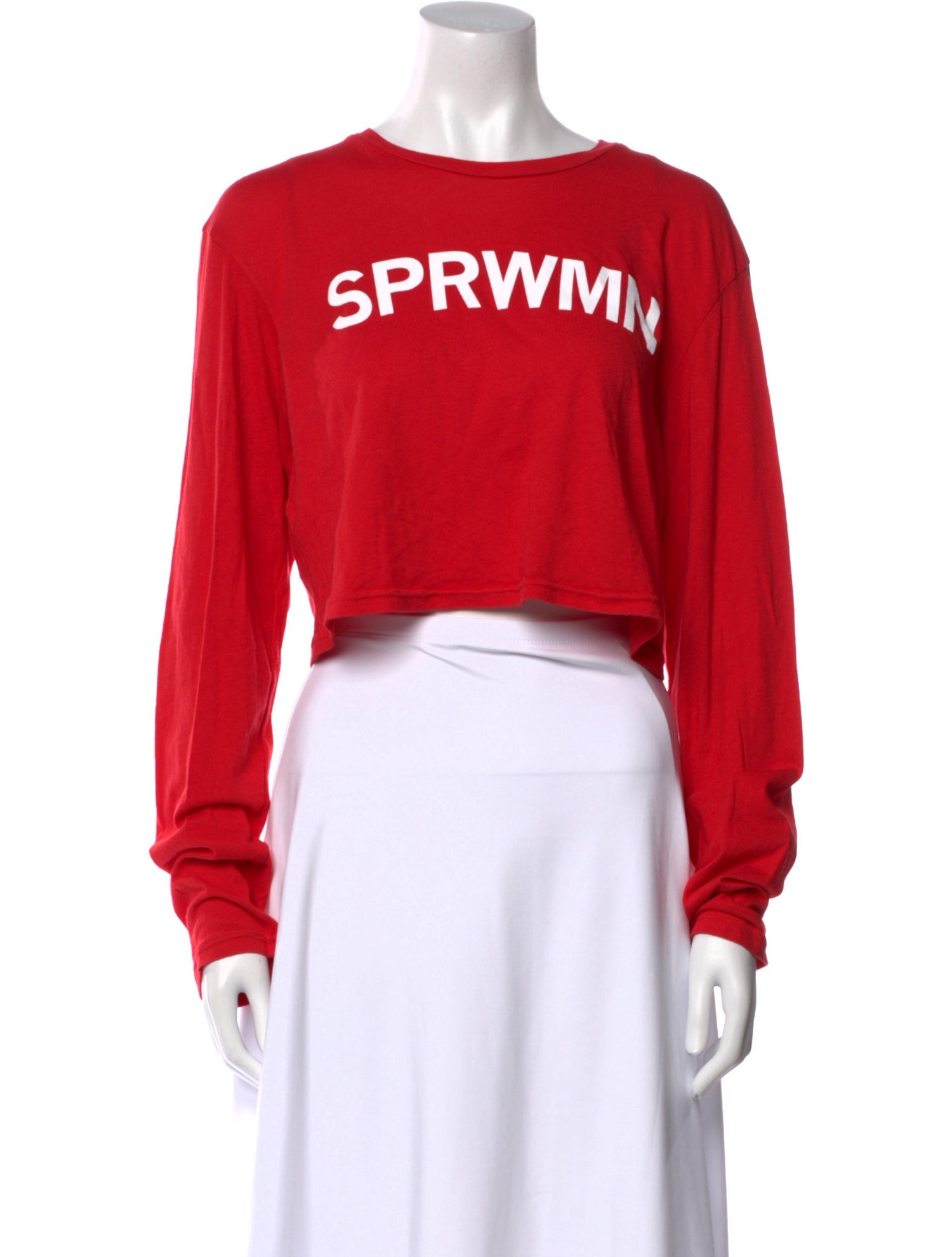 SPRWMN Graphic Print Crew Neck Crop Top