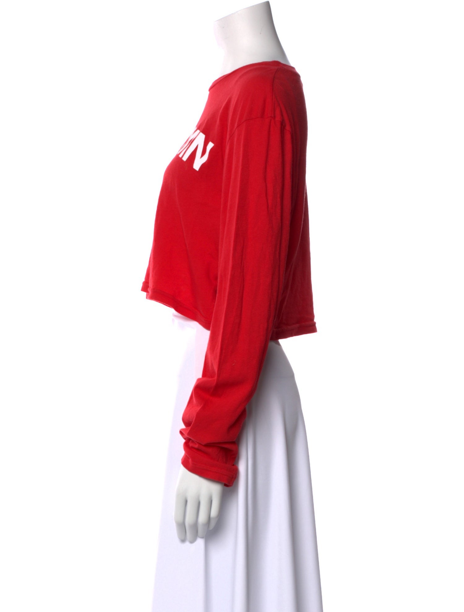 SPRWMN Graphic Print Crew Neck Crop Top