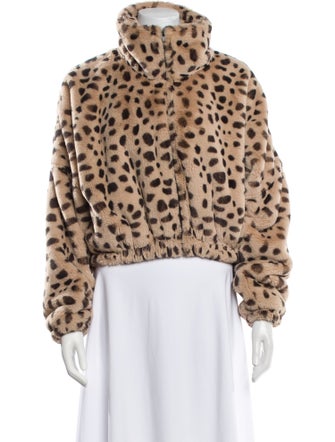 SPRWMN Animal Print Faux Fur Jacket