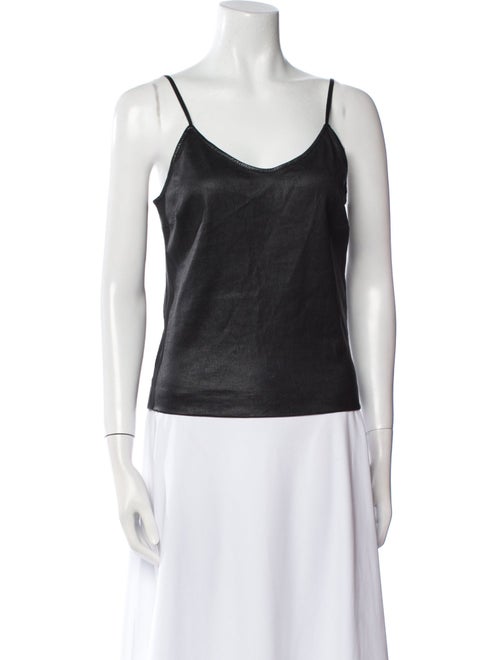 SPRWMN Leather Scoop Neck Top