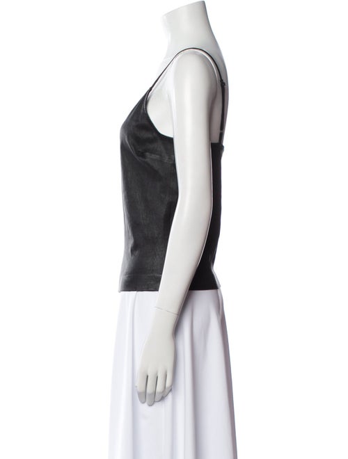 SPRWMN Leather Scoop Neck Top