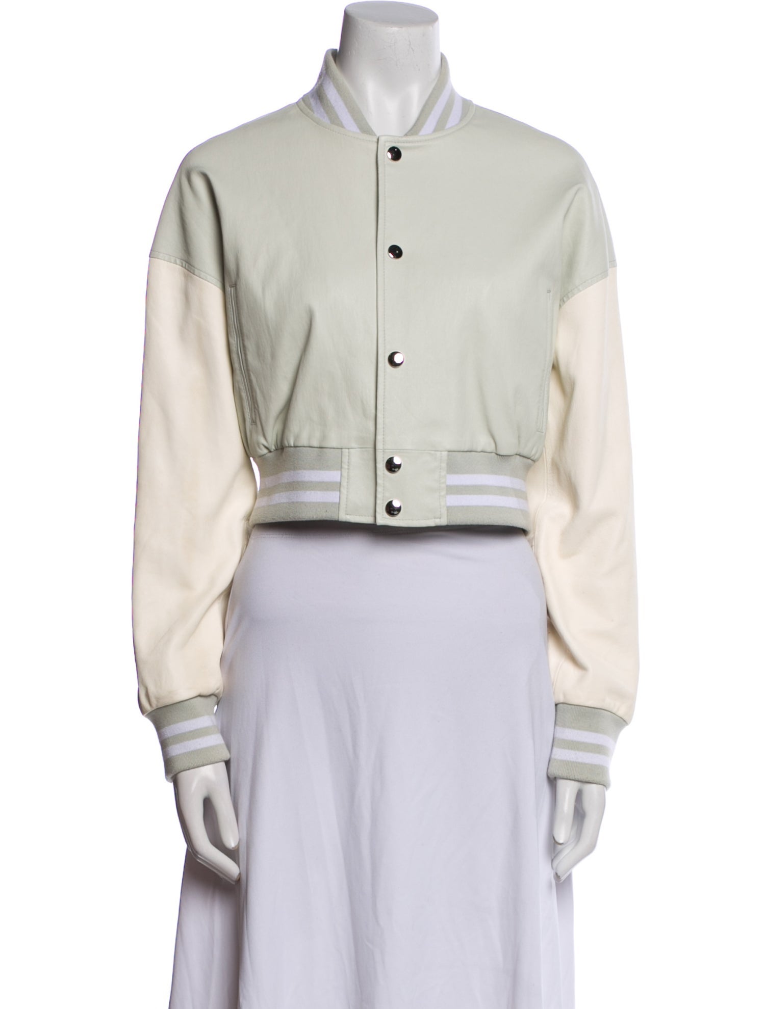 SPRWMN Leather Striped Bomber Jacket