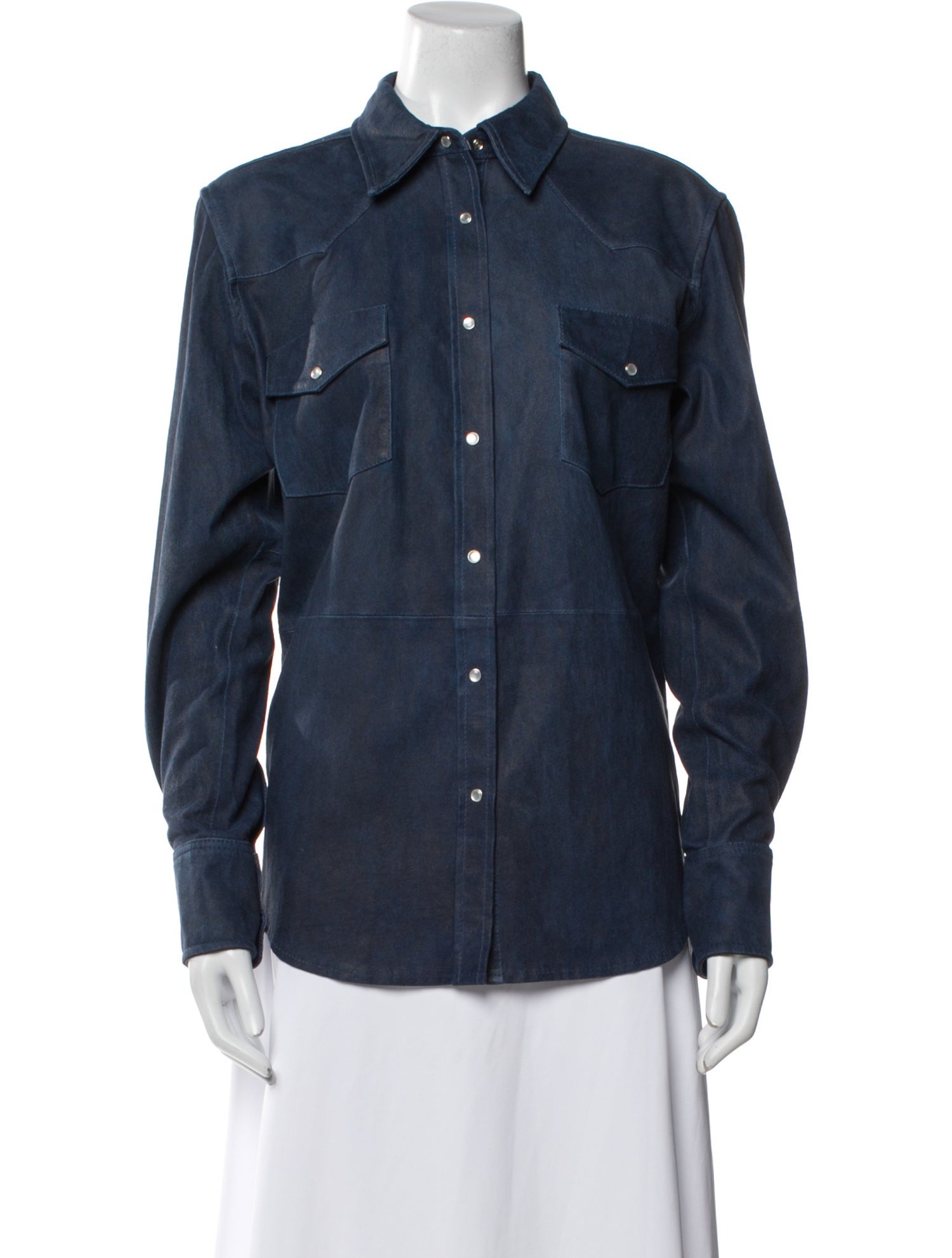 SPRWMN Lamb Leather Long Sleeve Button-Up Top w/ Tags