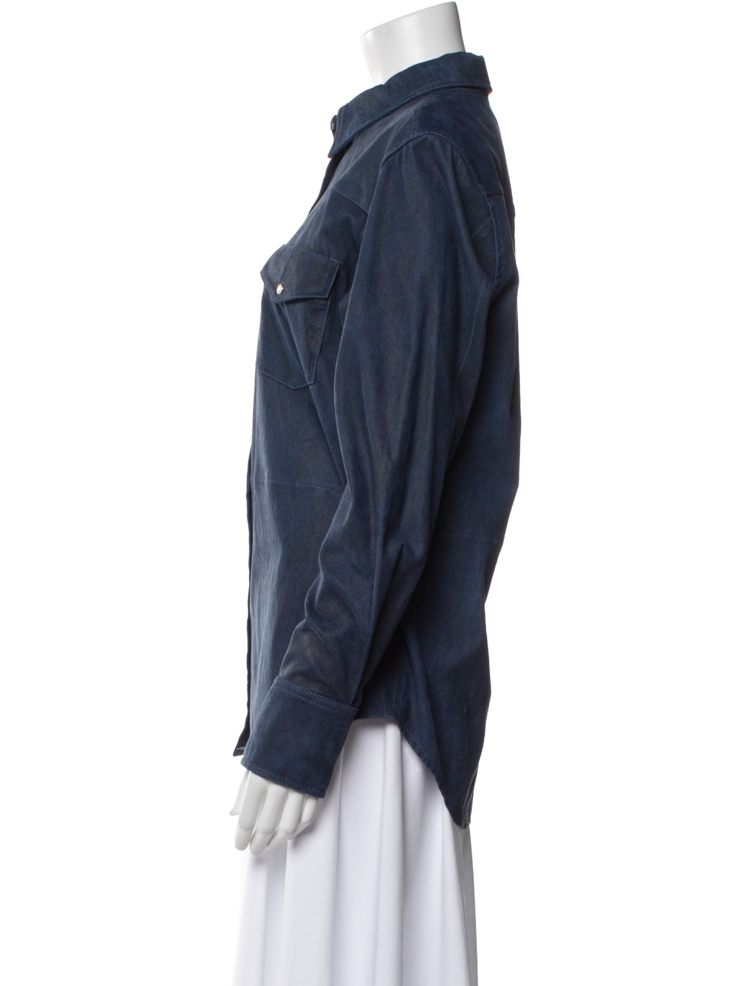 SPRWMN Lamb Leather Long Sleeve Button-Up Top w/ Tags