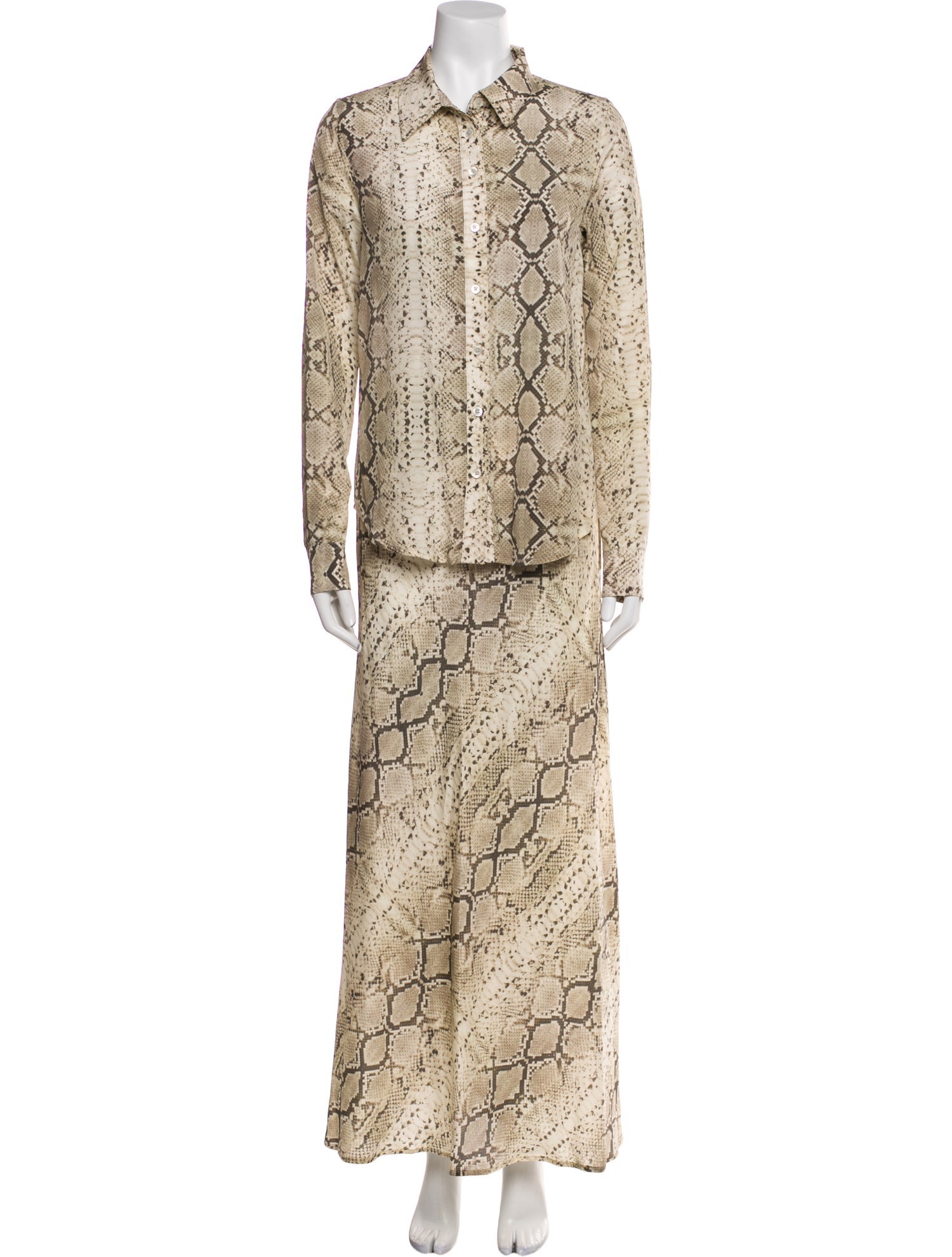 SPRWMN Silk Animal Print Skirt Set