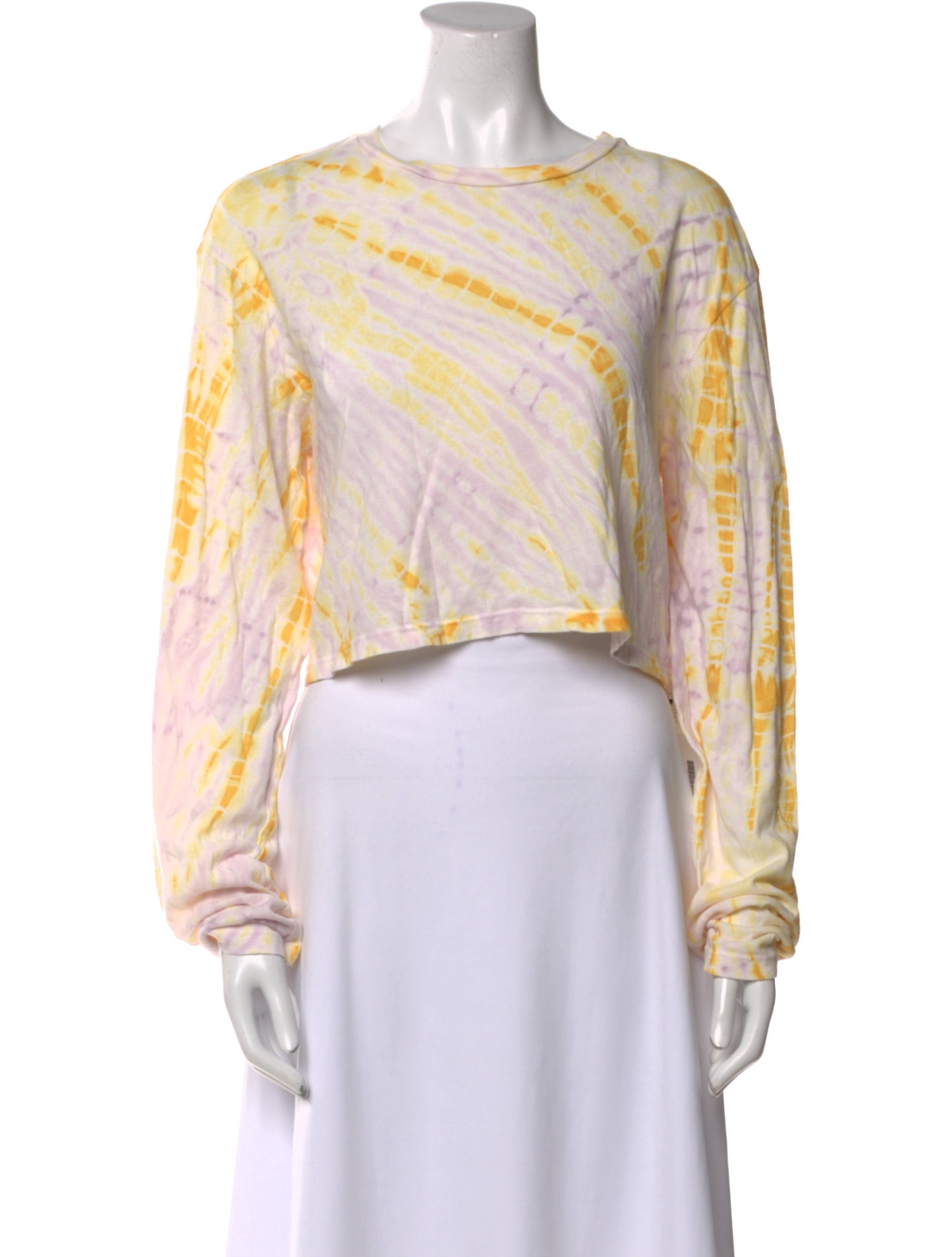 SPRWMN Printed Scoop Neck Crop Top