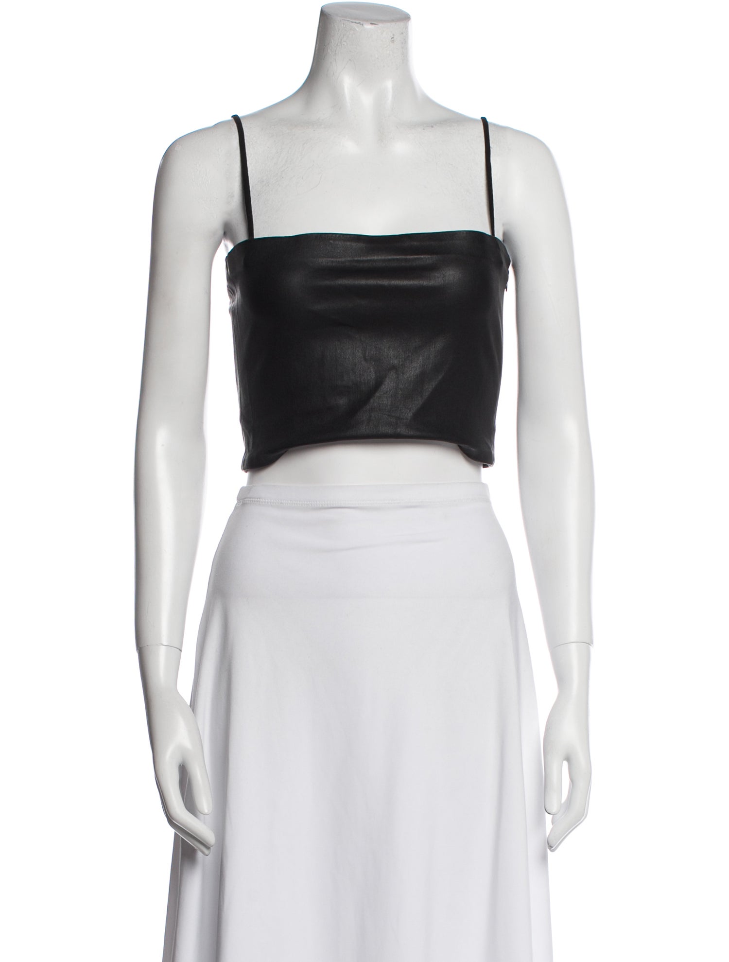 SPRWMN Leather Square Neckline Crop Top