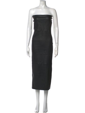 Pre-owned Sprwmn Leather Midi Length Dress In Black