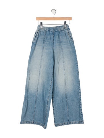 Pre-owned Sprwmn Mid-rise Wide Leg Jeans In Blue