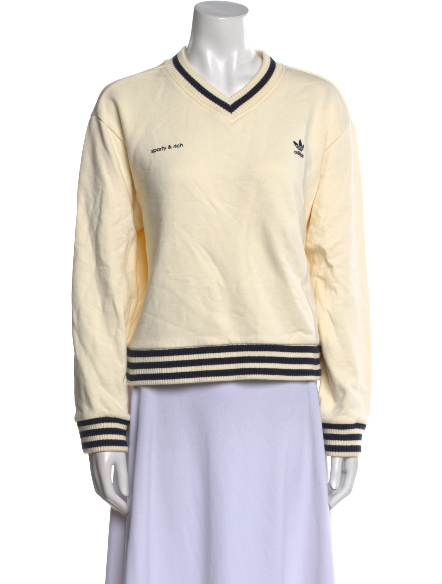 Sporty & Rich x Adidas Graphic Print V-Neck Sweatshirt