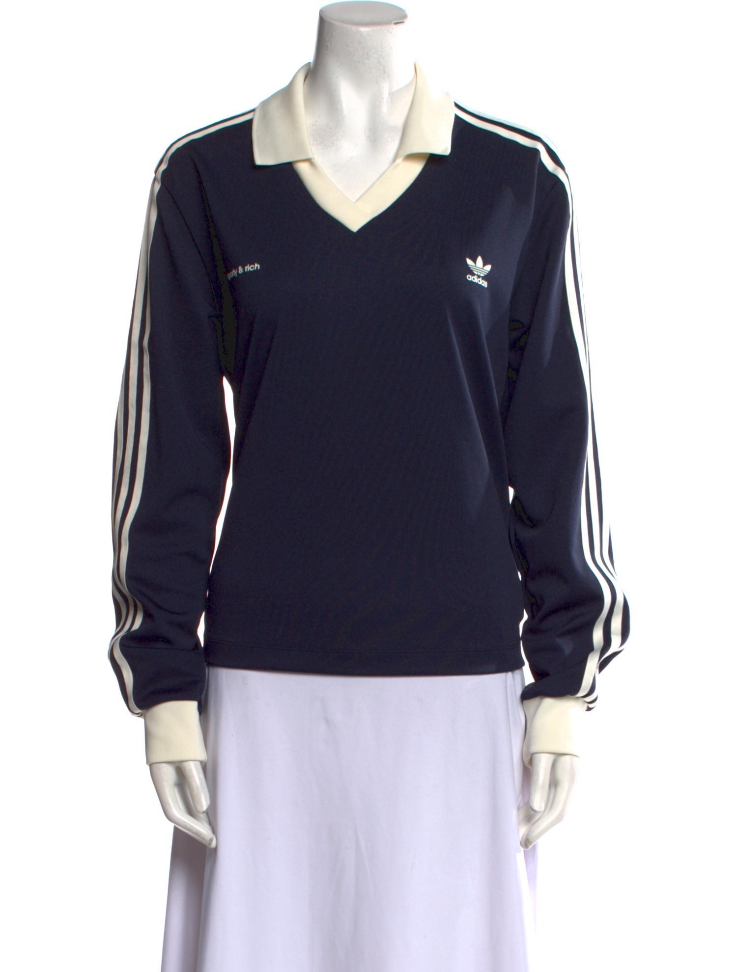 Sporty & Rich x Adidas V-Neck Long Sleeve Sweatshirt