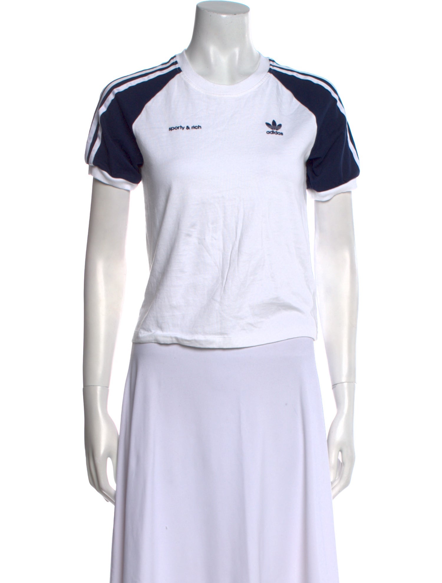 Sporty & Rich x Adidas Colorblock Pattern Crew Neck T-Shirt