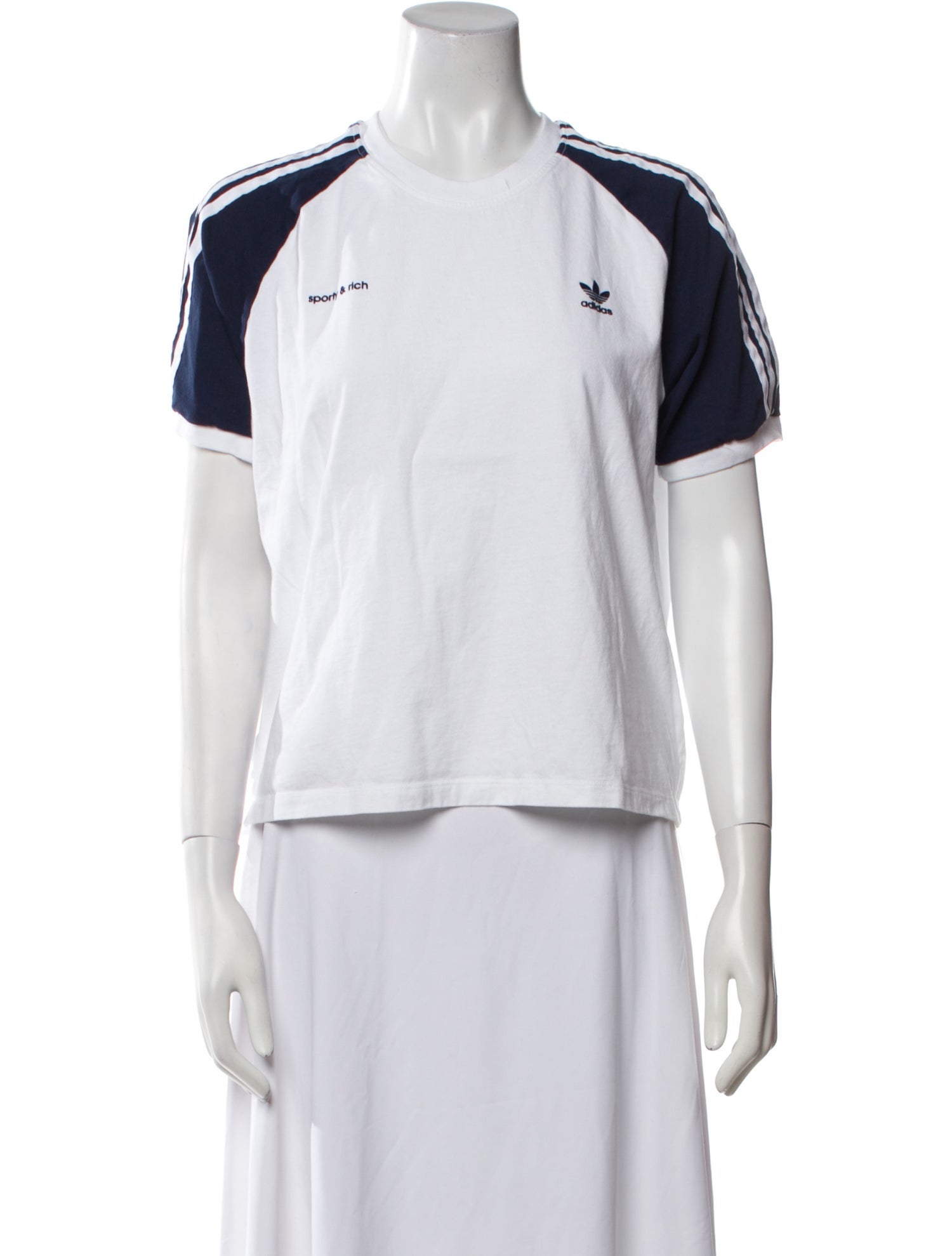 Sporty & Rich x Adidas Colorblock Pattern Crew Neck T-Shirt