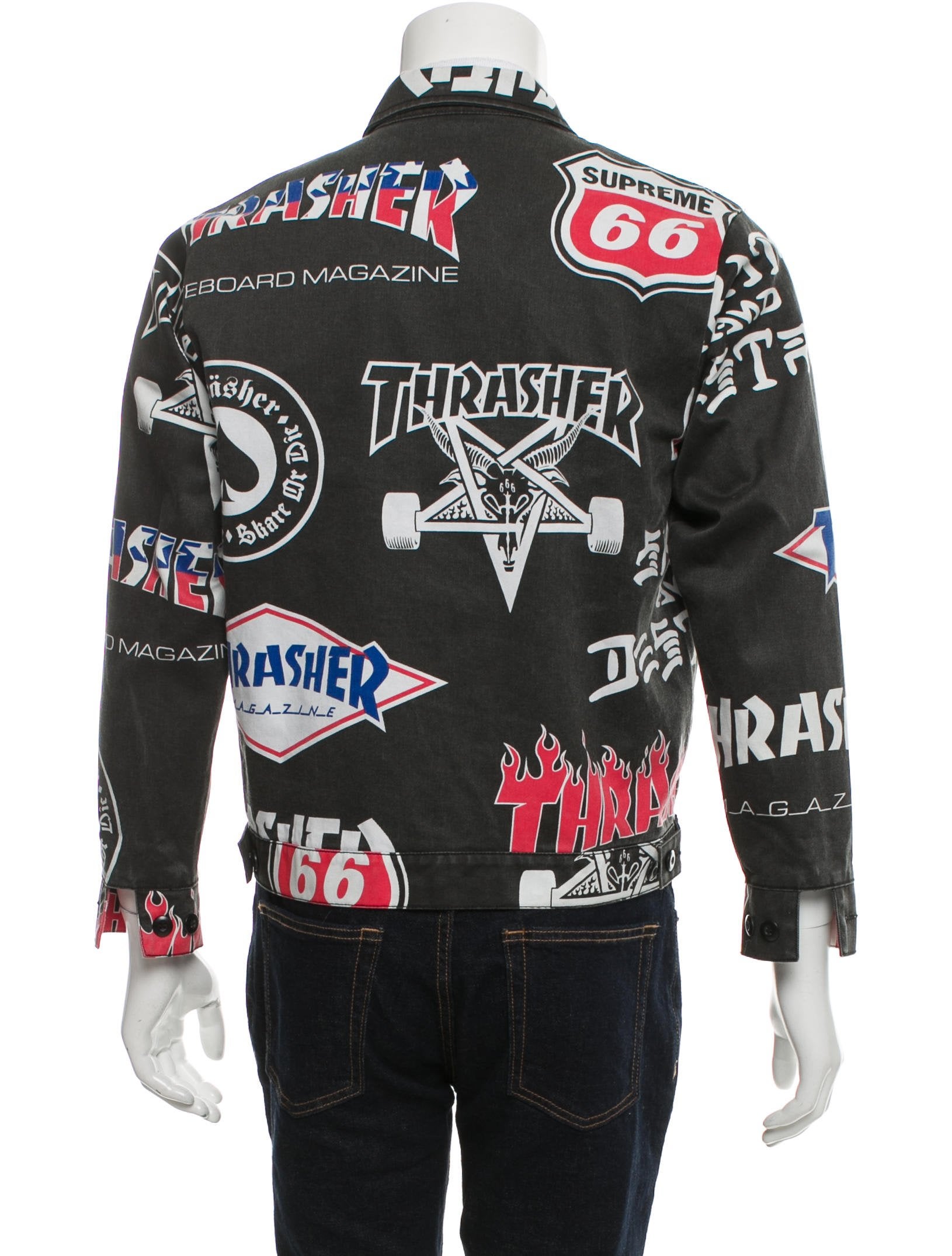 Supreme x Thrasher Printed Work Jacket - Black Outerwear, Clothing 