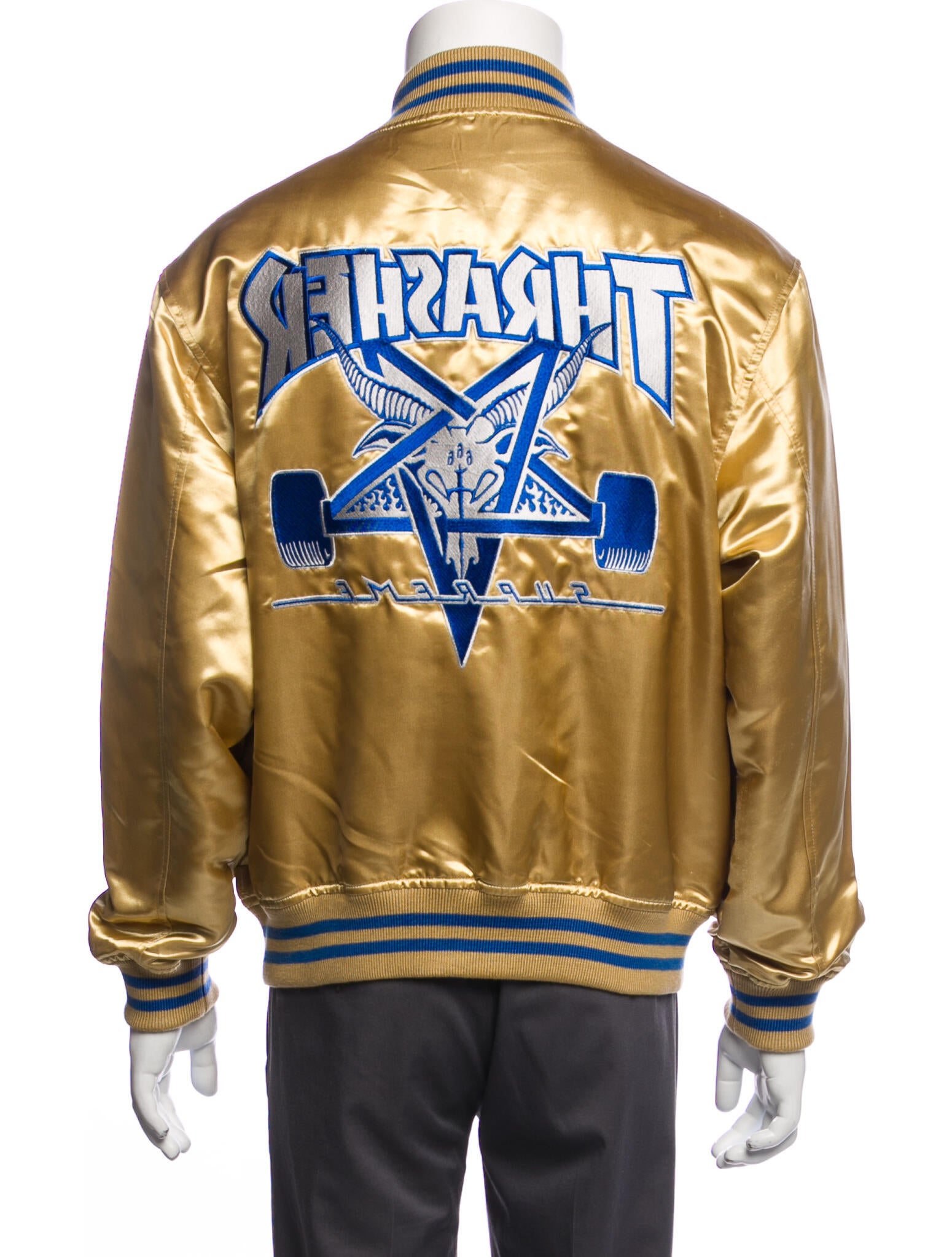 Supreme x Thrasher 2021 Satin Varsity Bomber Jacket w/ Tags - Gold