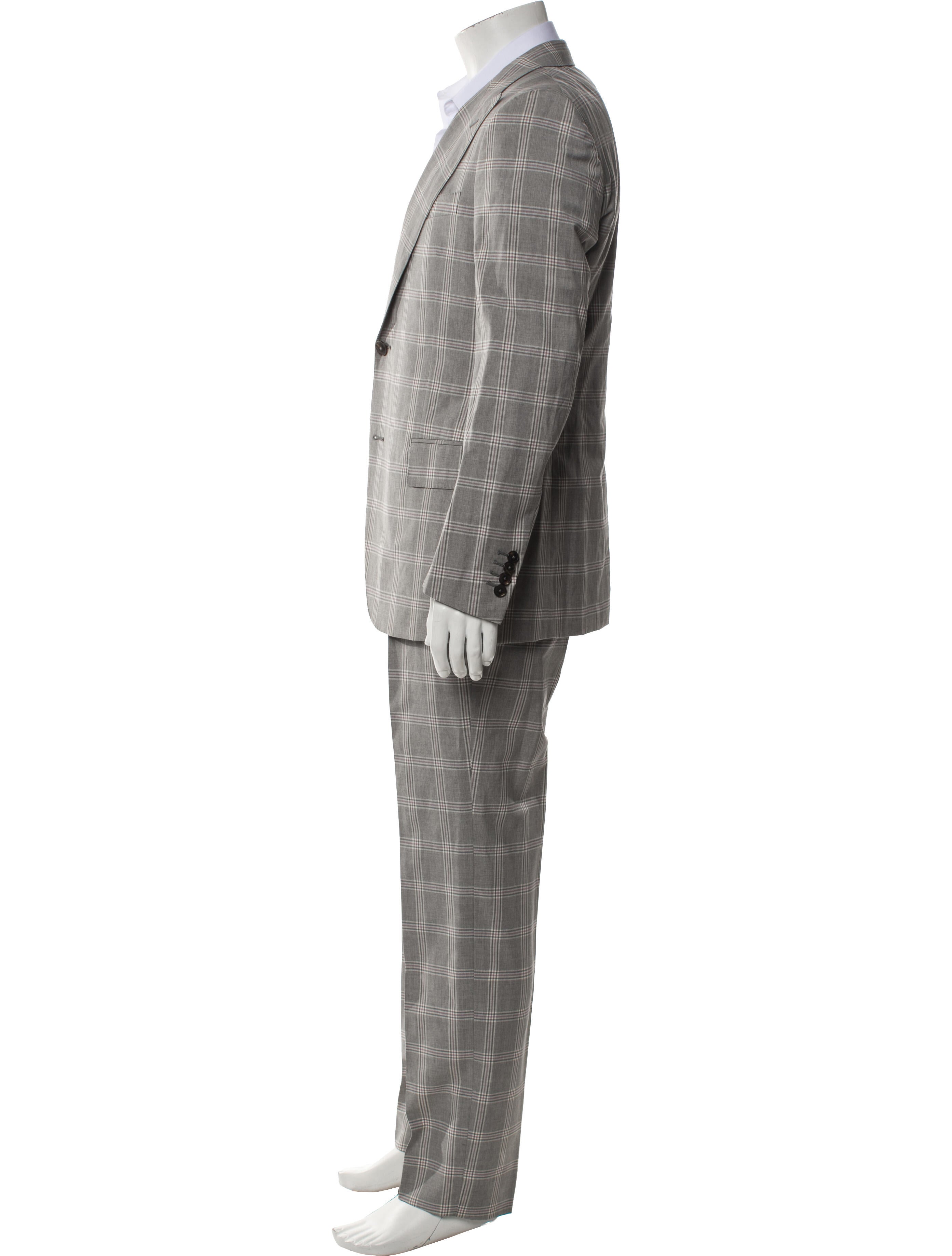 Simon Spurr Wool Plaid Print Two-Piece Suit