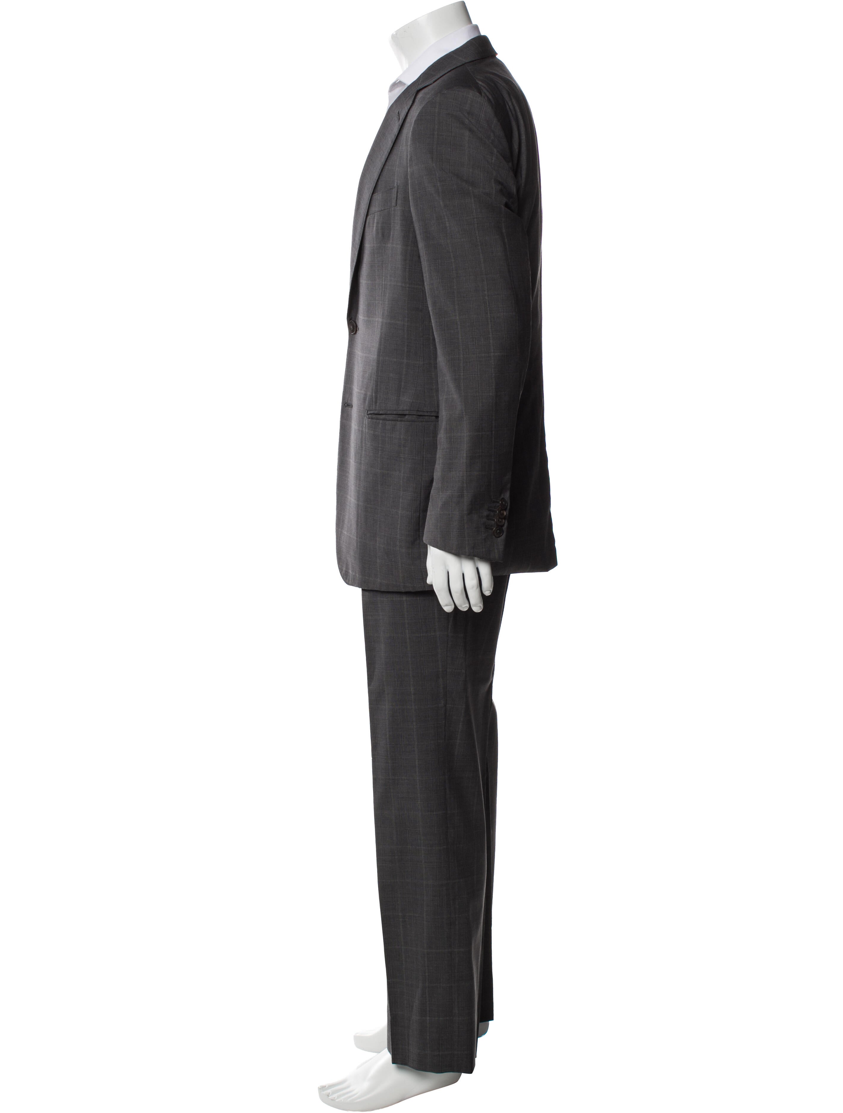 Simon Spurr Wool Plaid Print Two-Piece Suit