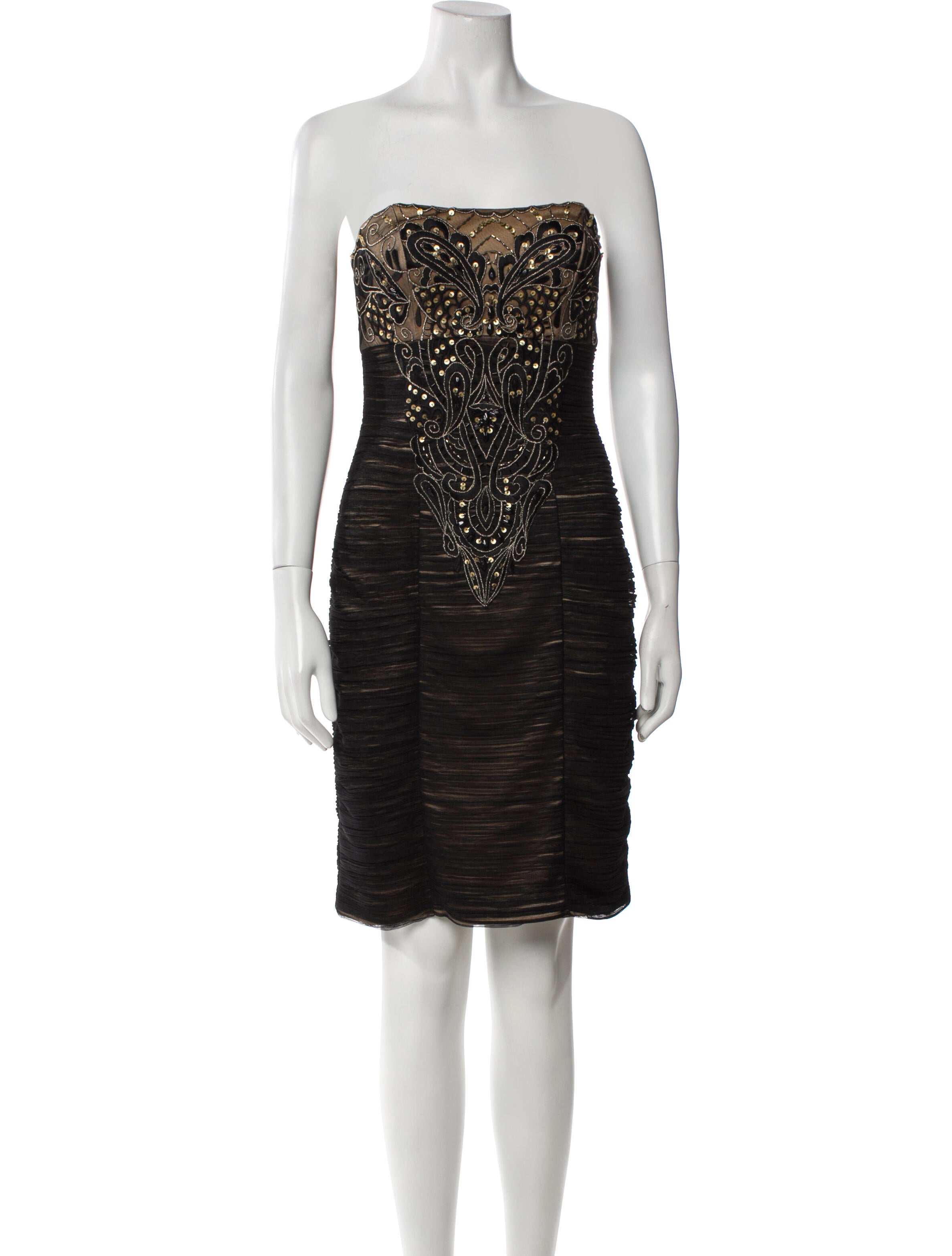 Sue Wong Strapless Knee-Length Dress