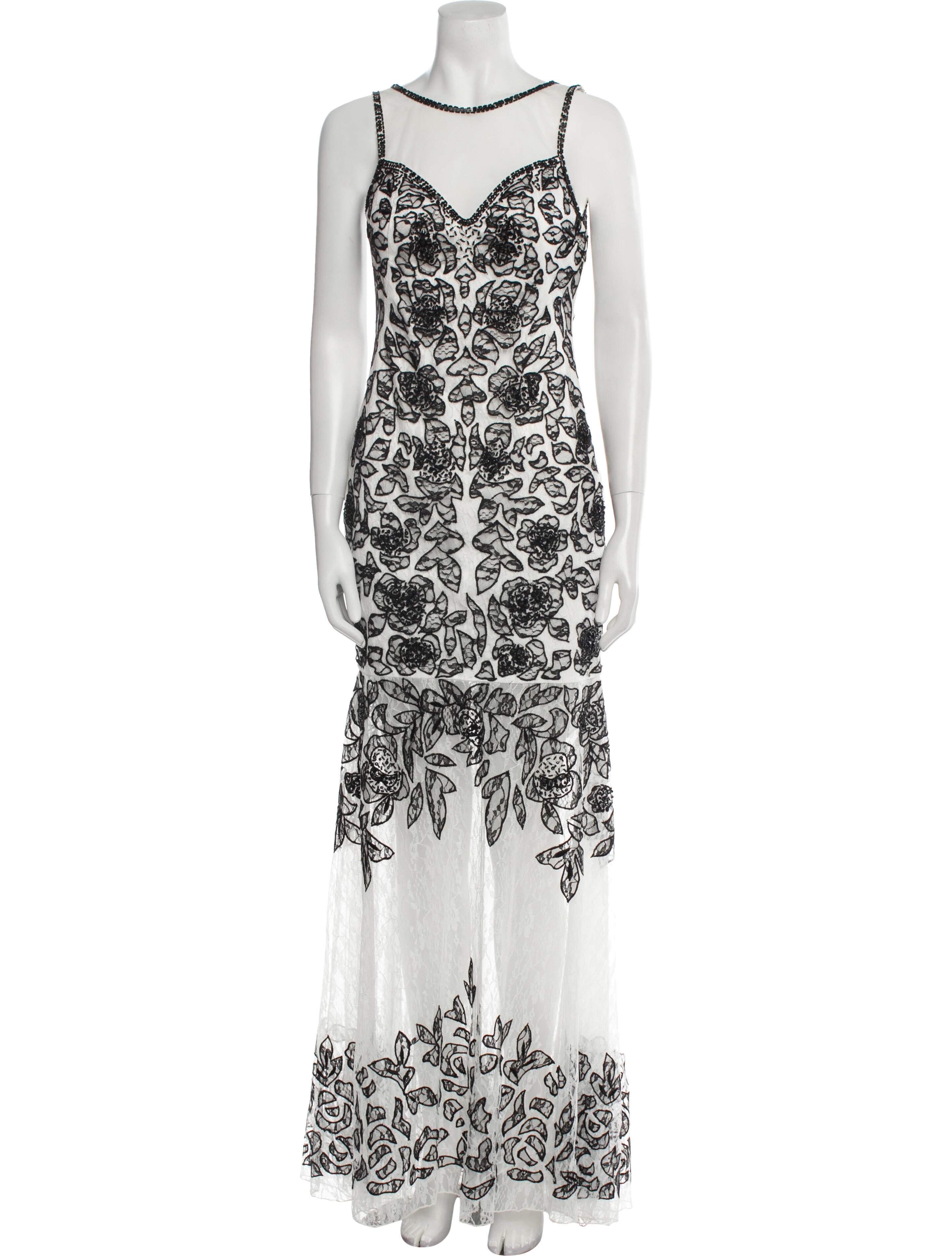 Sue Wong Lace Pattern Long Dress