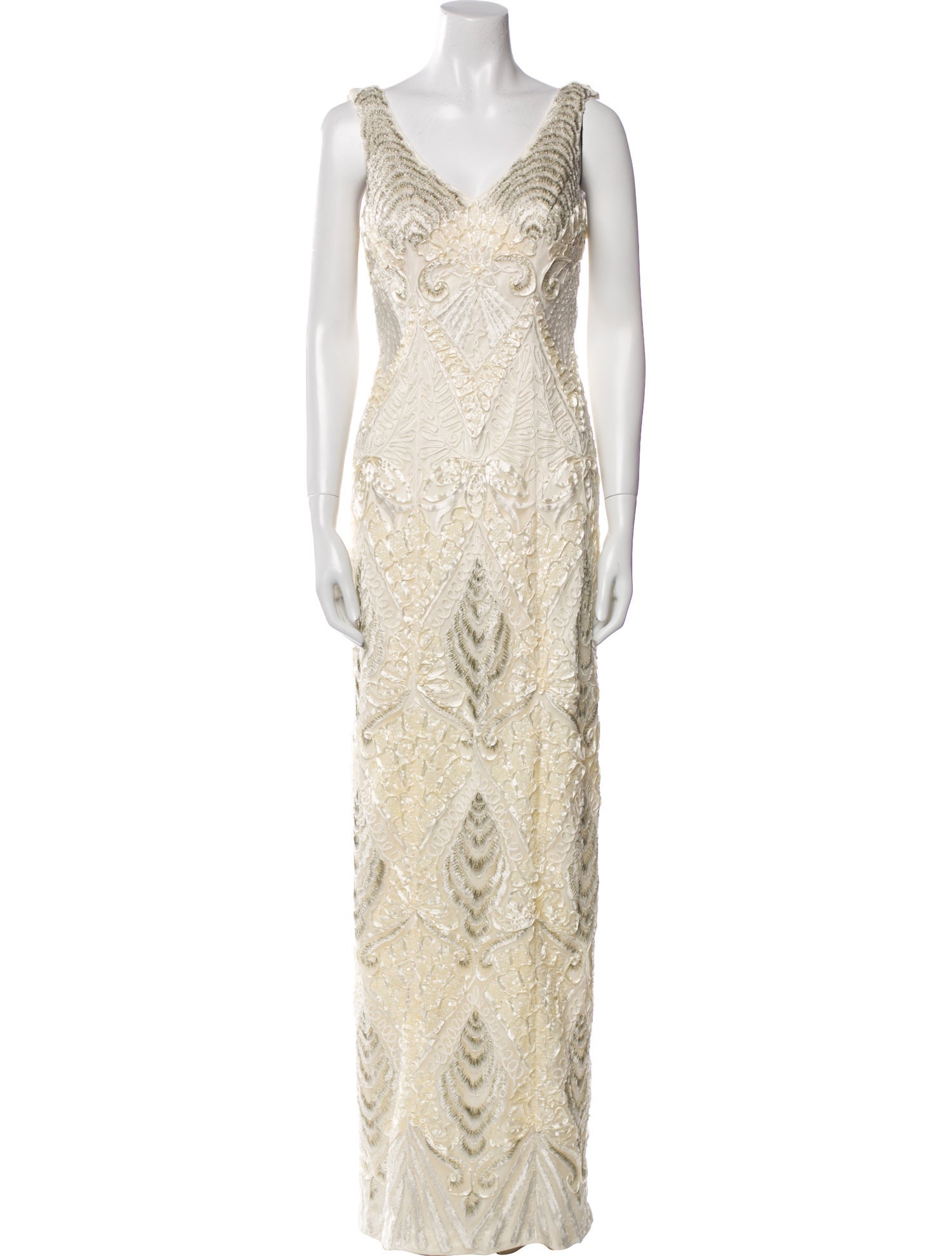 Sue Wong Lace Pattern Long Dress