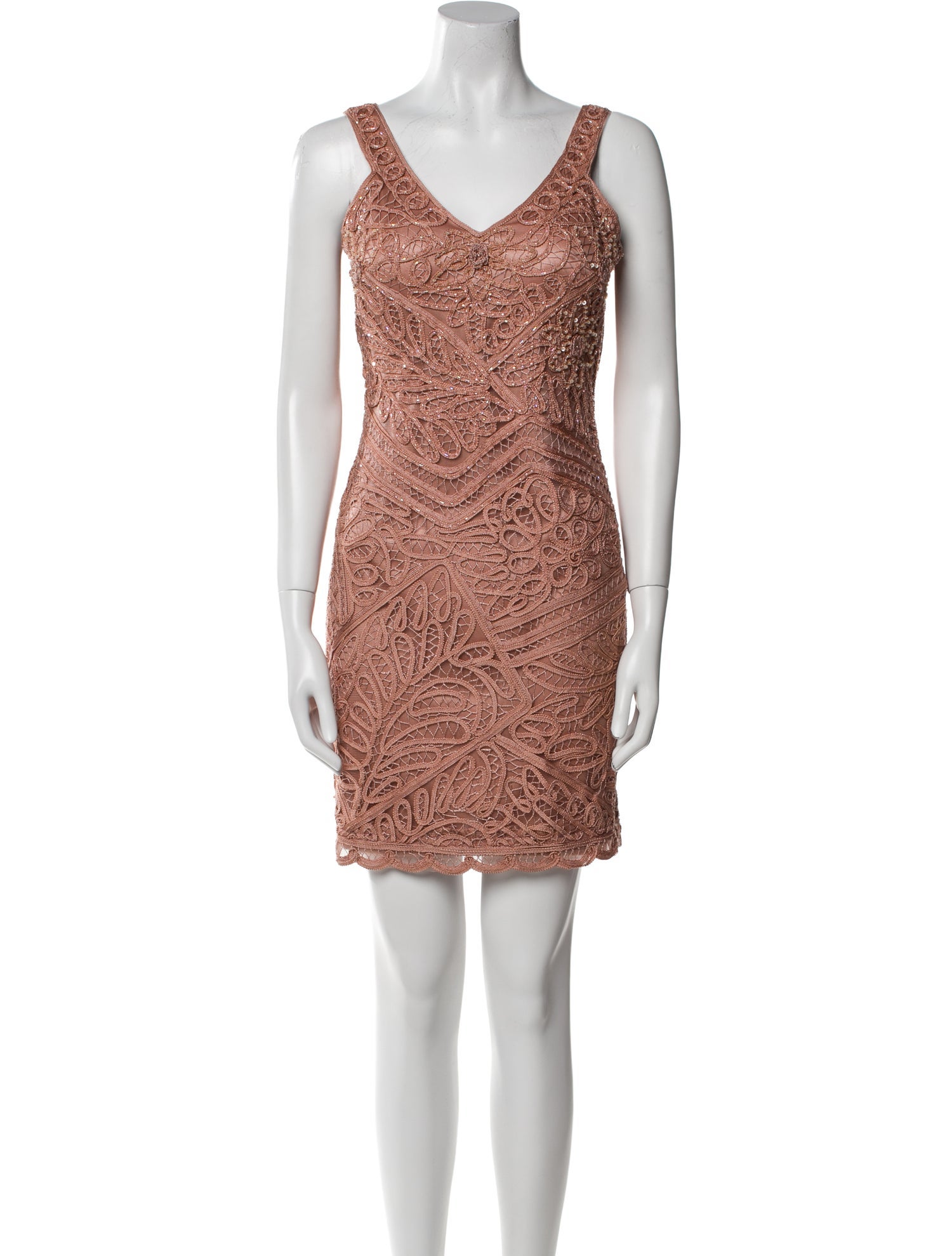 Sue Wong V-Neck Mini Dress