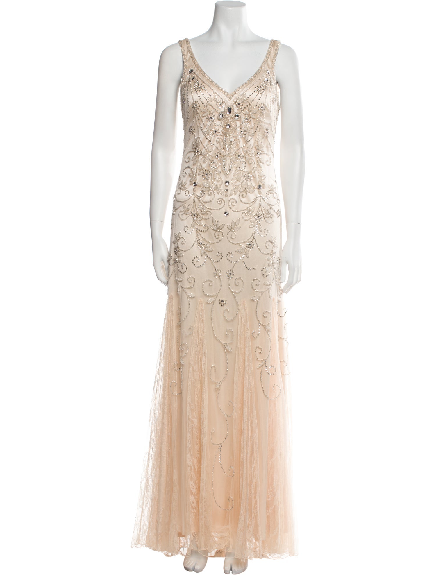 Sue Wong Lace Pattern Long Dress