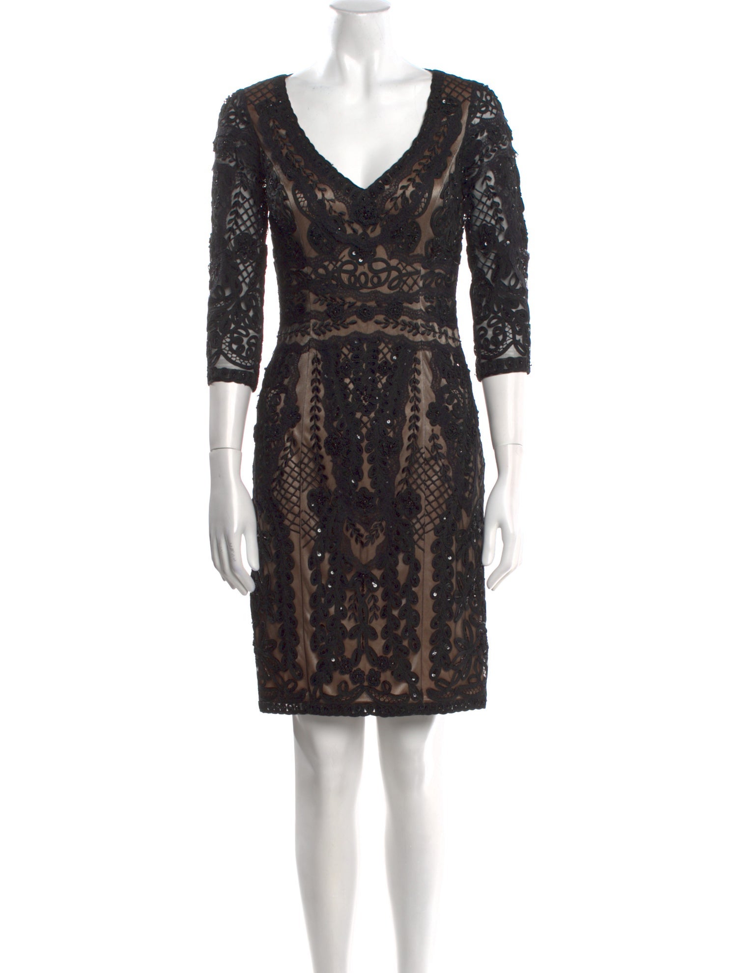 Sue Wong Lace Pattern Mini Dress