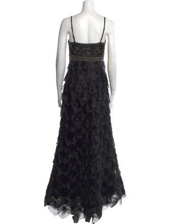 Sue Wong Lace Pattern Long Dress